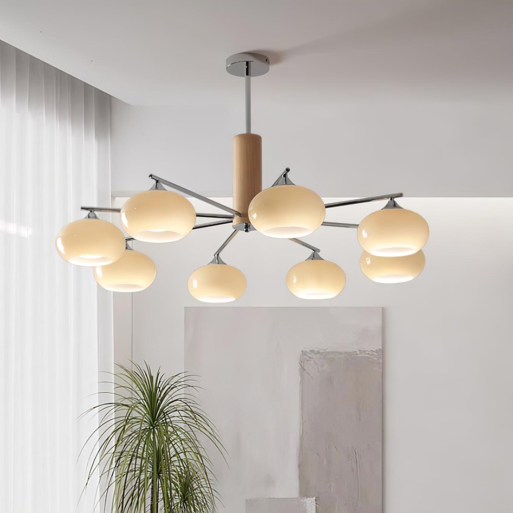 Lustra Chandelier Persimmon Glass Mid-Century 8-Light - Letslighting