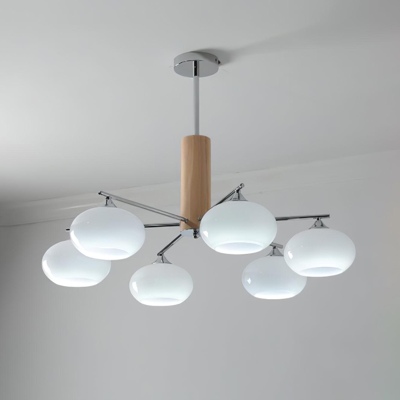 Lustra Chandelier Persimmon Glass Mid-Century 8-Light - Letslighting