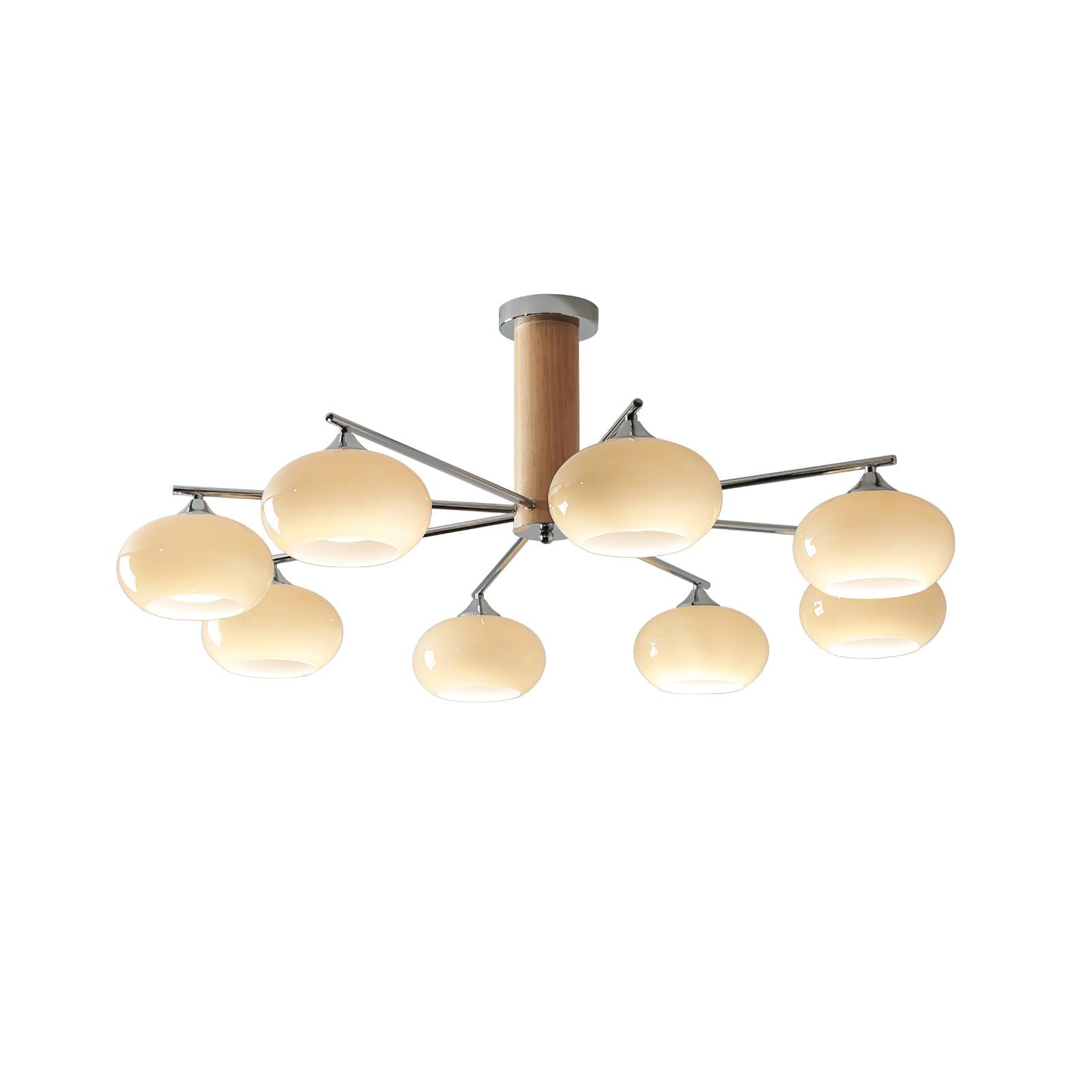 Lustra Chandelier Persimmon Glass Mid-Century 8-Light - Letslighting