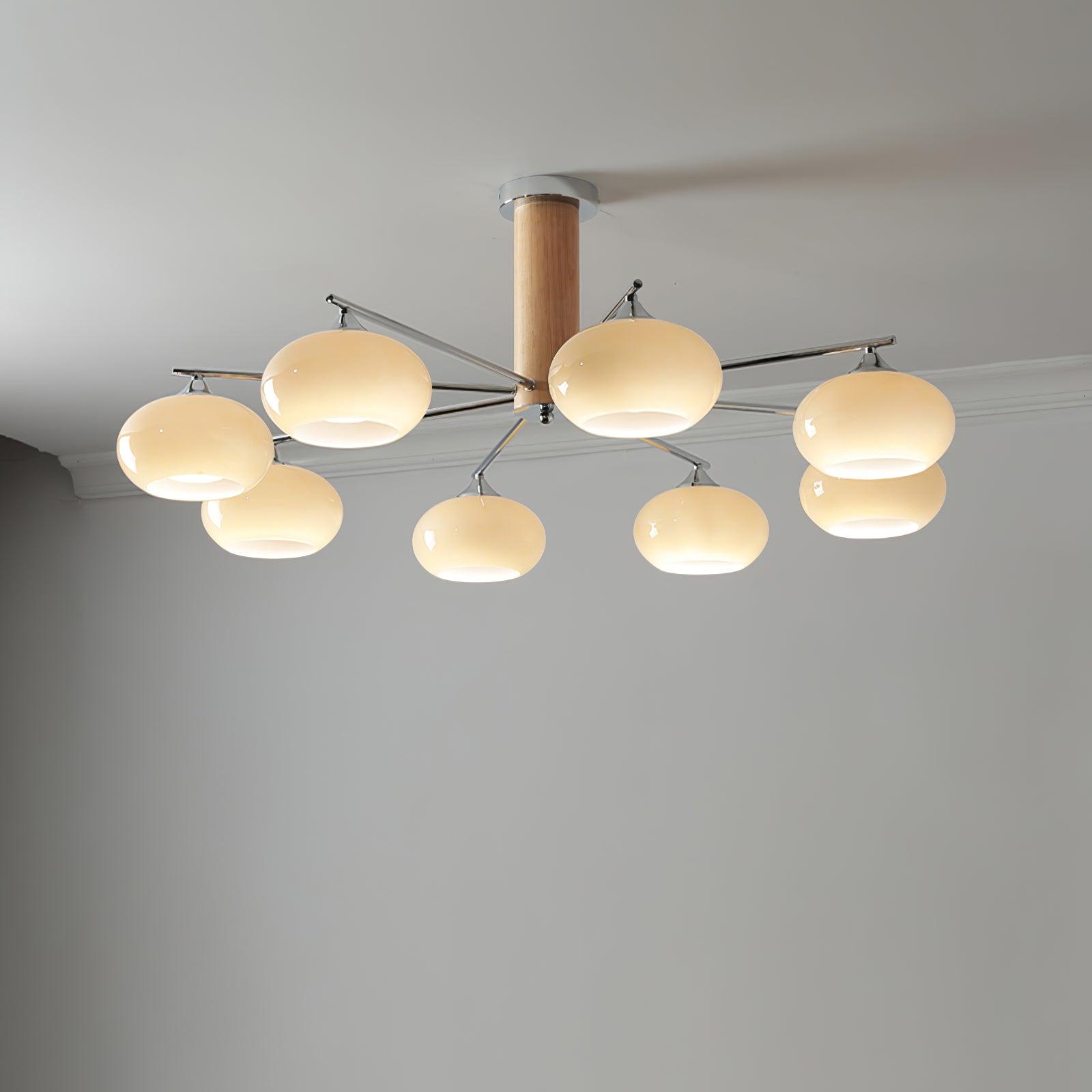 Lustra Chandelier Persimmon Glass Mid-Century 8-Light - Letslighting