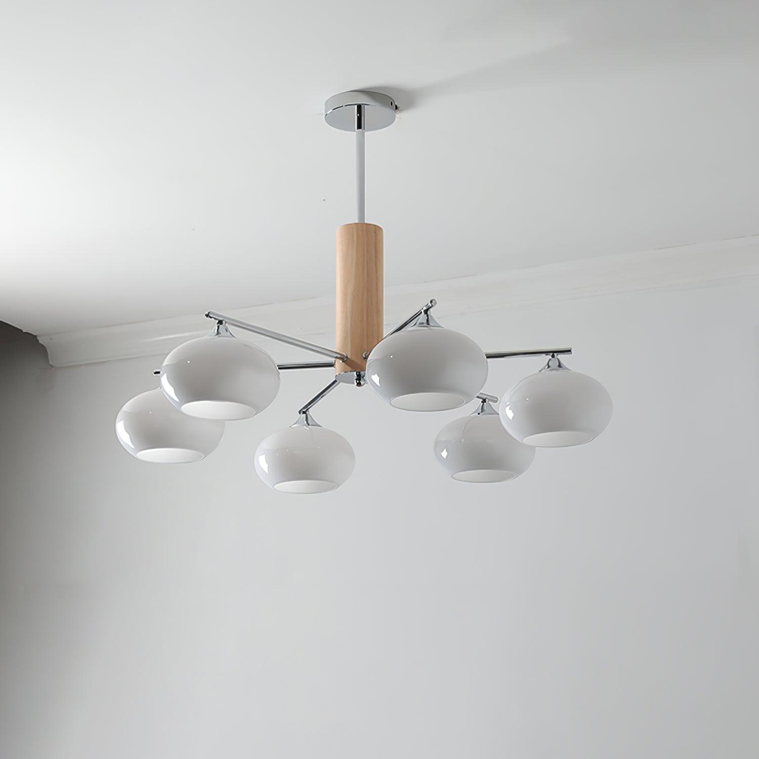 Lustra Chandelier Persimmon Glass Mid-Century 8-Light - Letslighting