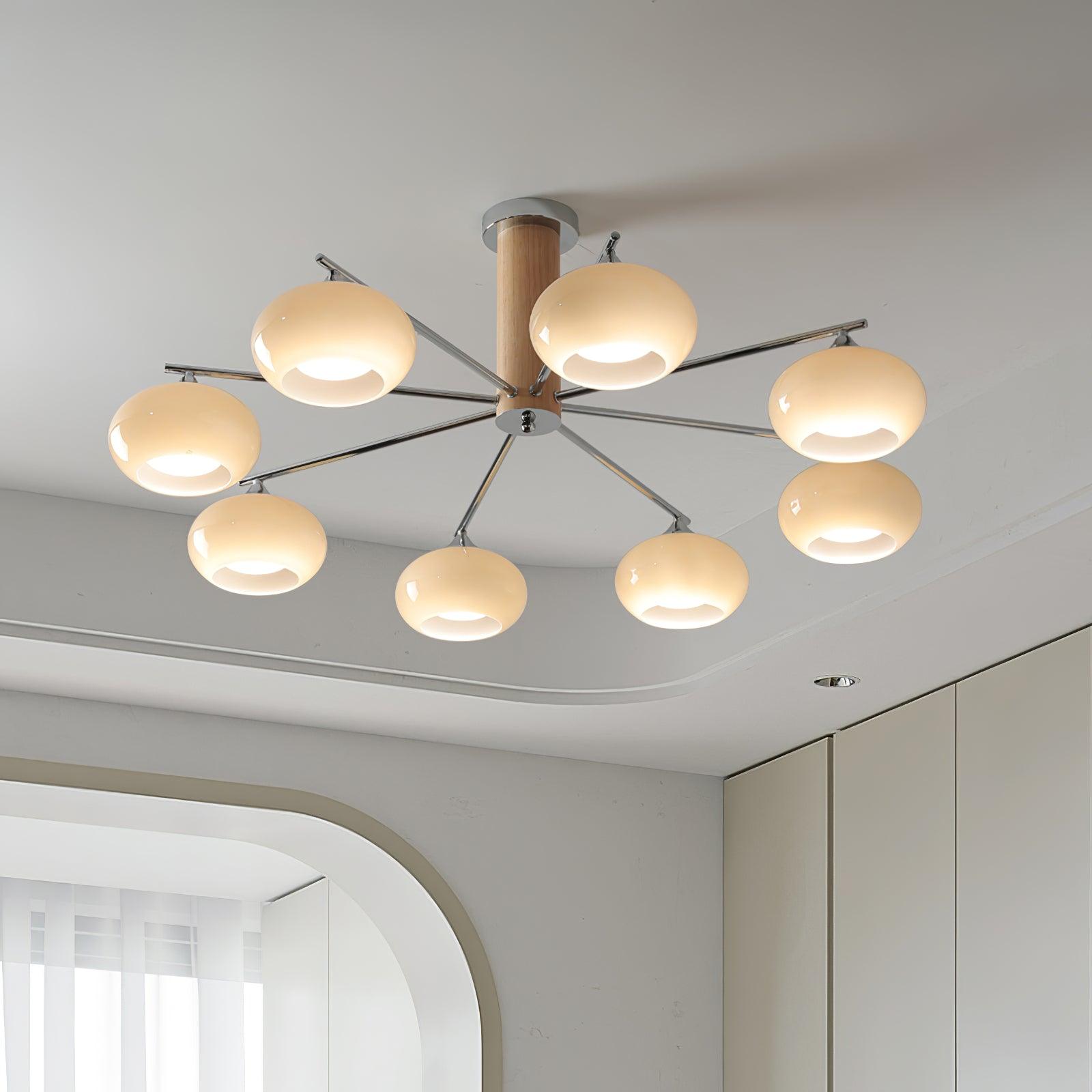 Lustra Chandelier Persimmon Glass Mid-Century 8-Light - Letslighting