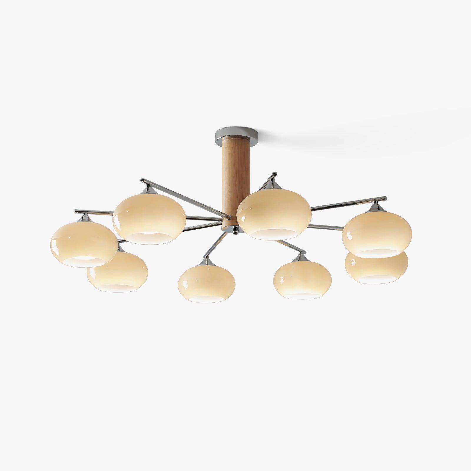 Lustra Chandelier Persimmon Glass Mid-Century 8-Light - Letslighting