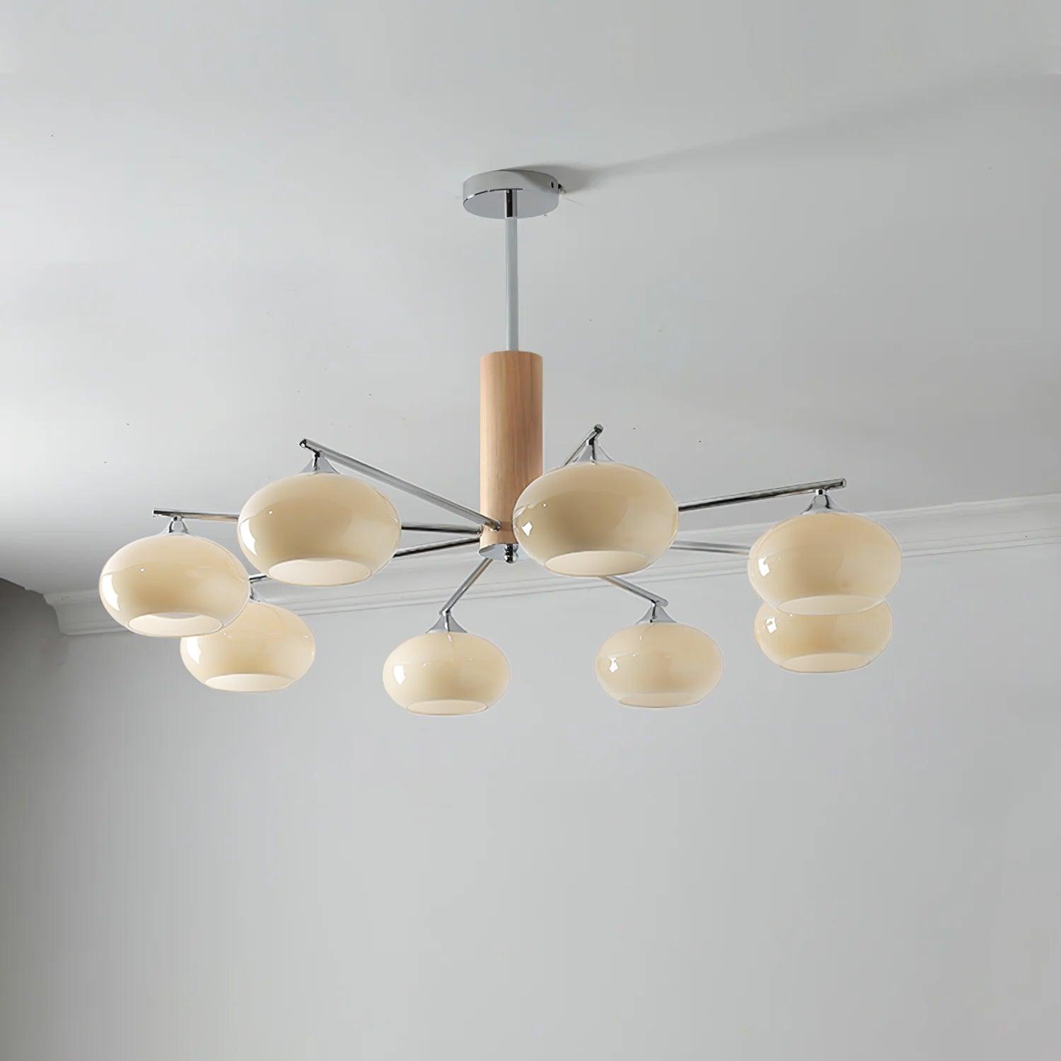 Lustra Chandelier Persimmon Glass Mid-Century 8-Light - Letslighting