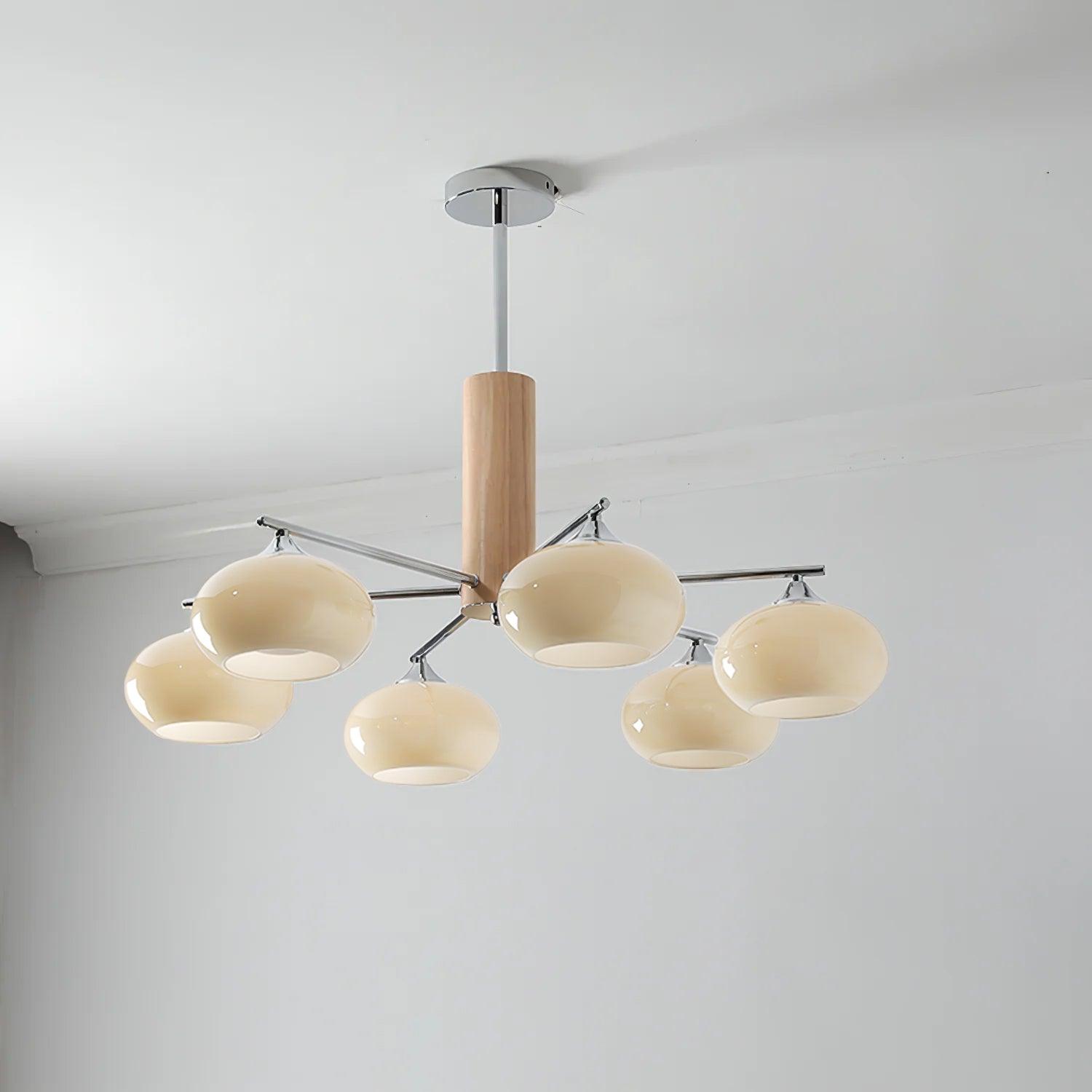 Lustra Chandelier Persimmon Glass Mid-Century 8-Light - Letslighting