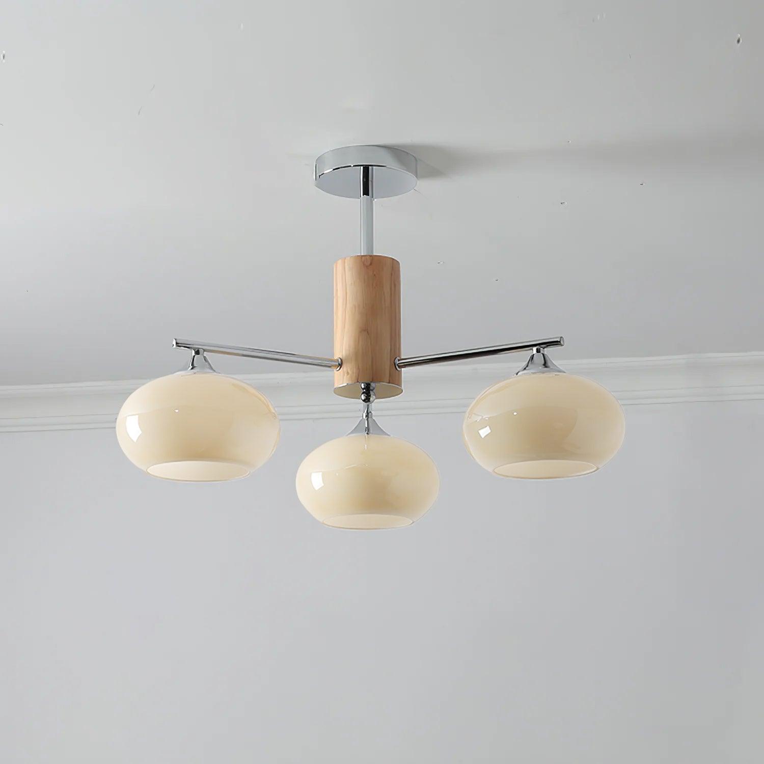 Lustra Chandelier Persimmon Glass Mid-Century 8-Light - Letslighting