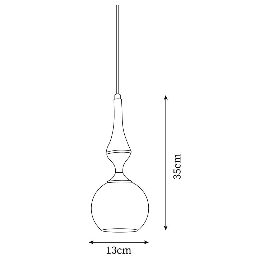 Pendant Lamp White Glass Shade Brown Turned Vintage - Letslighting