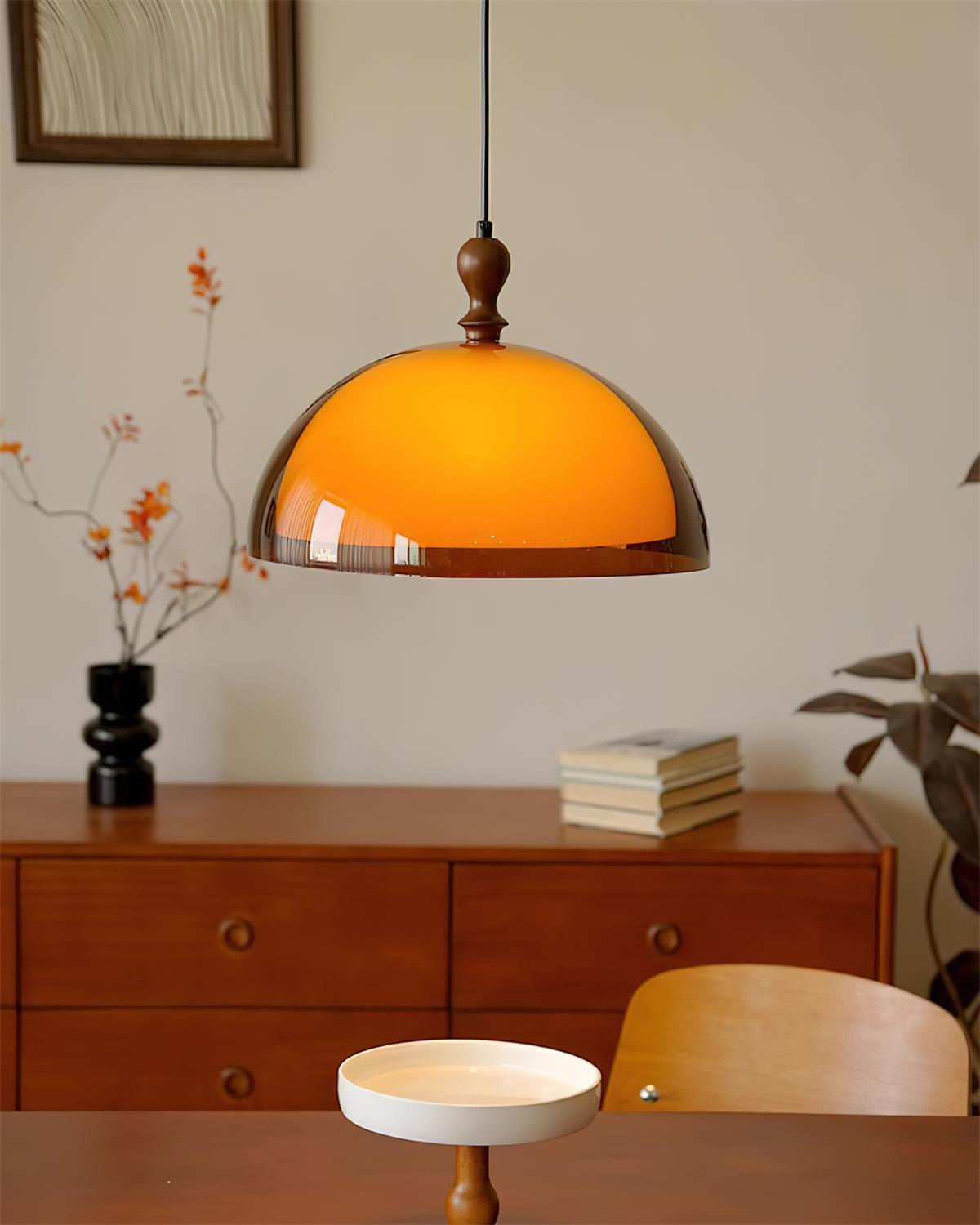 Solven Amber Glass Dome Pendant Light - Letslighting