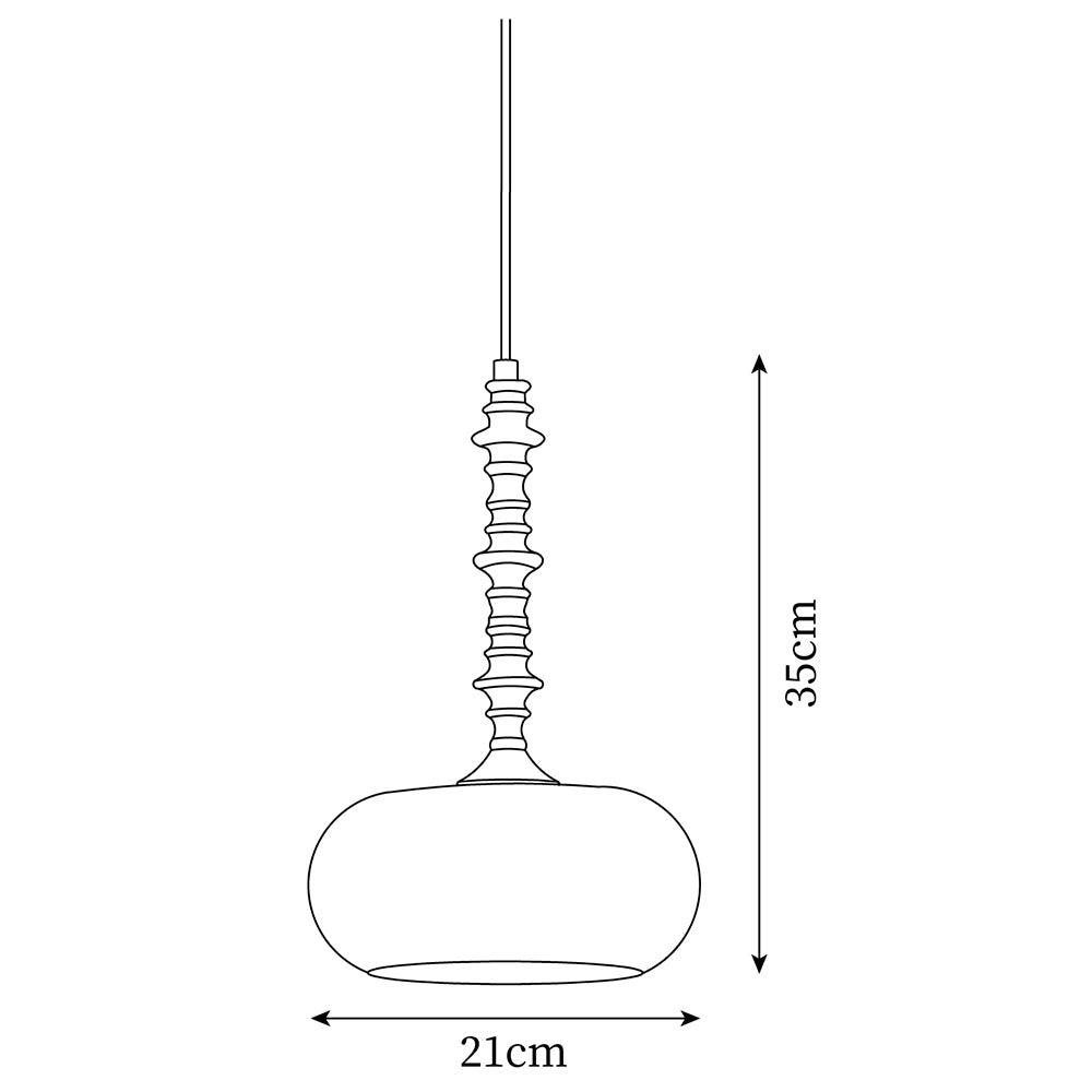 Pendant Lamp White Glass Shade Brown Turned Vintage - Letslighting