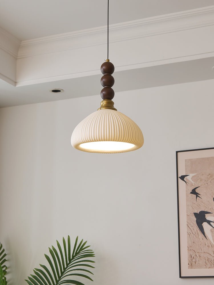 Avshaara Traditional Elegance Vintage Fabric Wood Pendant Light - Letslighting