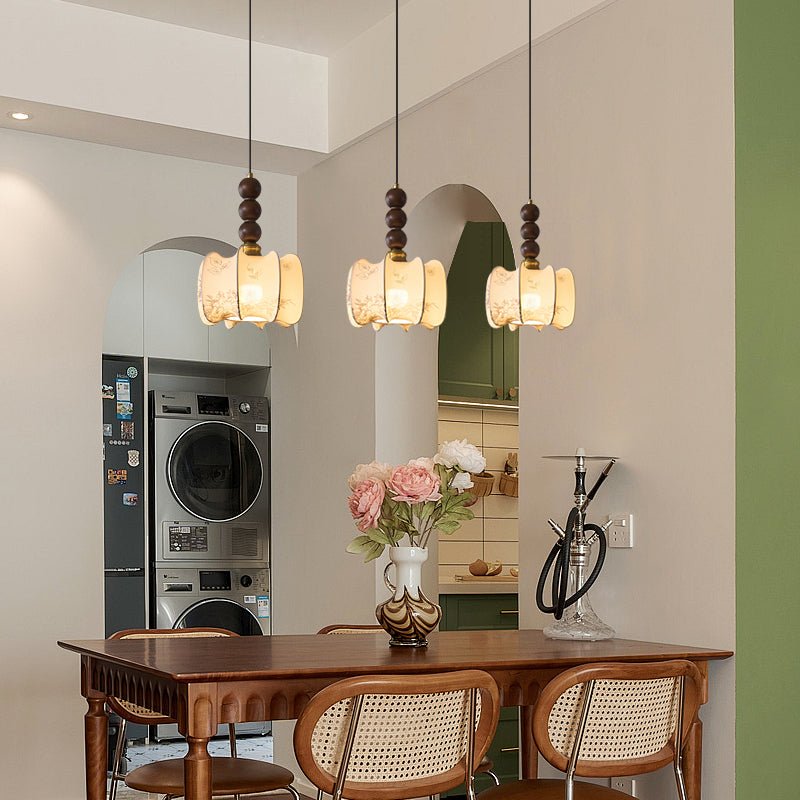 Avshaara Traditional Elegance Vintage Fabric Wood Pendant Light - Letslighting