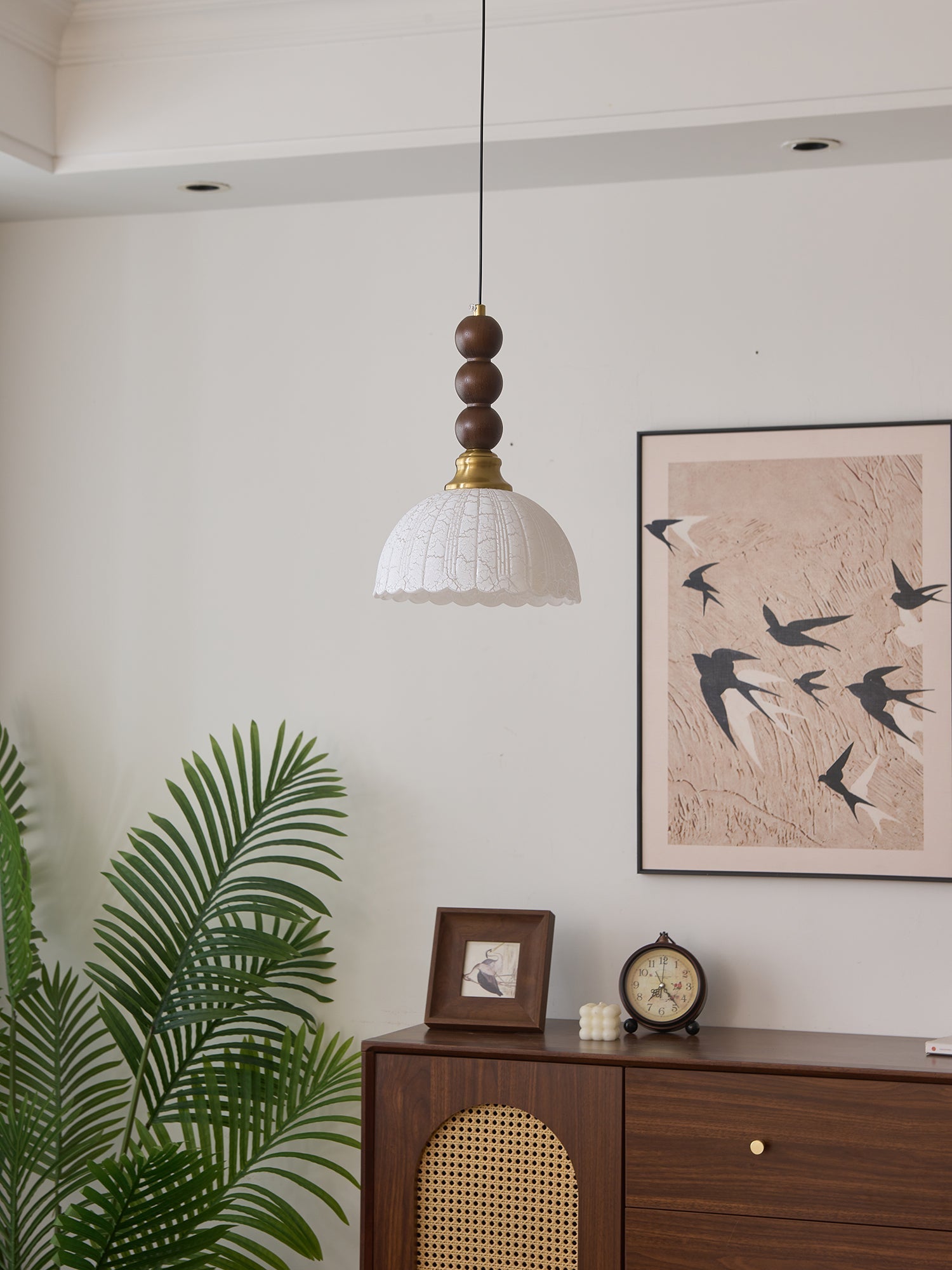 Avshaara Traditional Elegance Vintage Fabric Wood Pendant Light - Letslighting