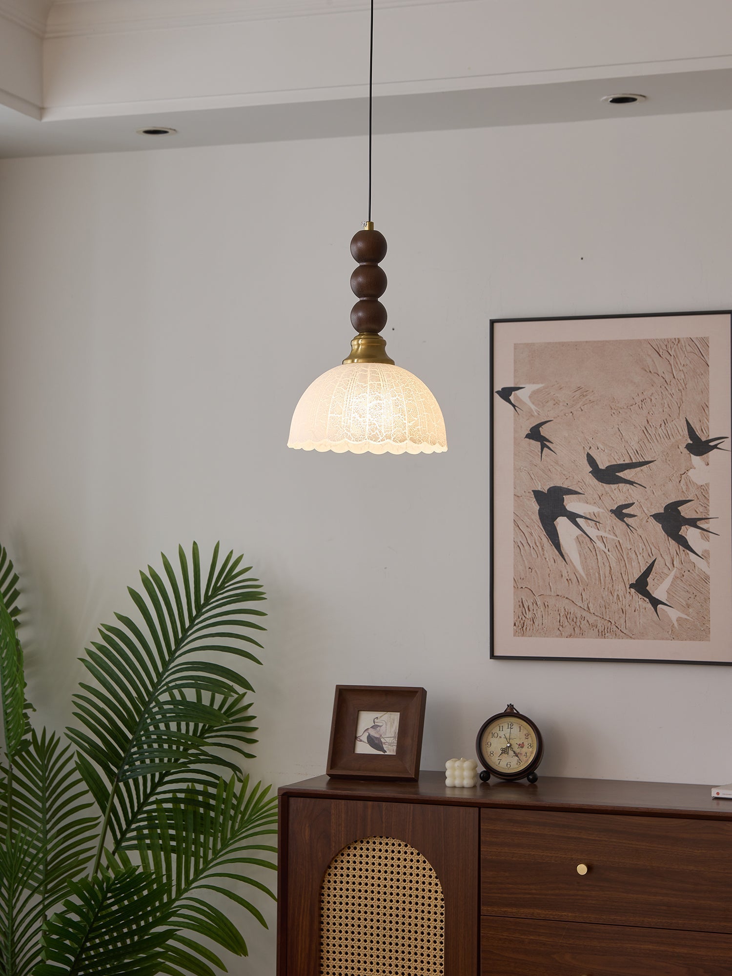 Avshaara Traditional Elegance Vintage Fabric Wood Pendant Light - Letslighting