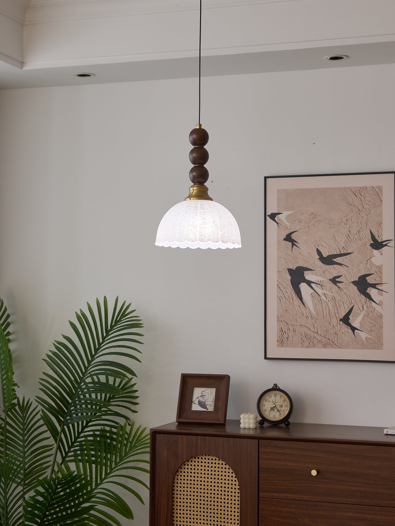 Avshaara Traditional Elegance Vintage Fabric Wood Pendant Light - Letslighting