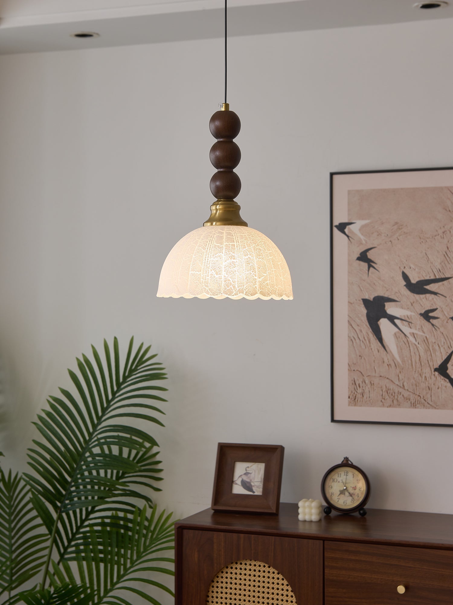 Avshaara Traditional Elegance Vintage Fabric Wood Pendant Light - Letslighting
