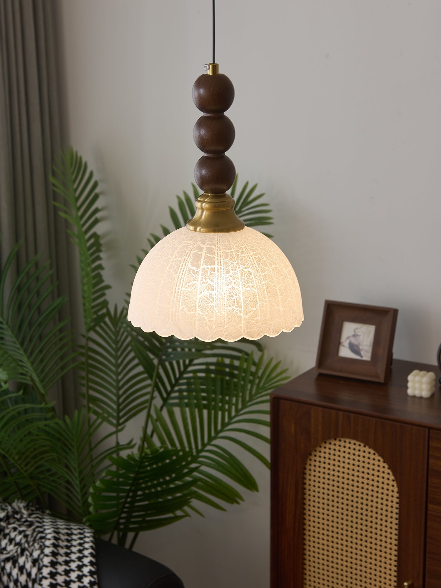 Avshaara Traditional Elegance Vintage Fabric Wood Pendant Light - Letslighting
