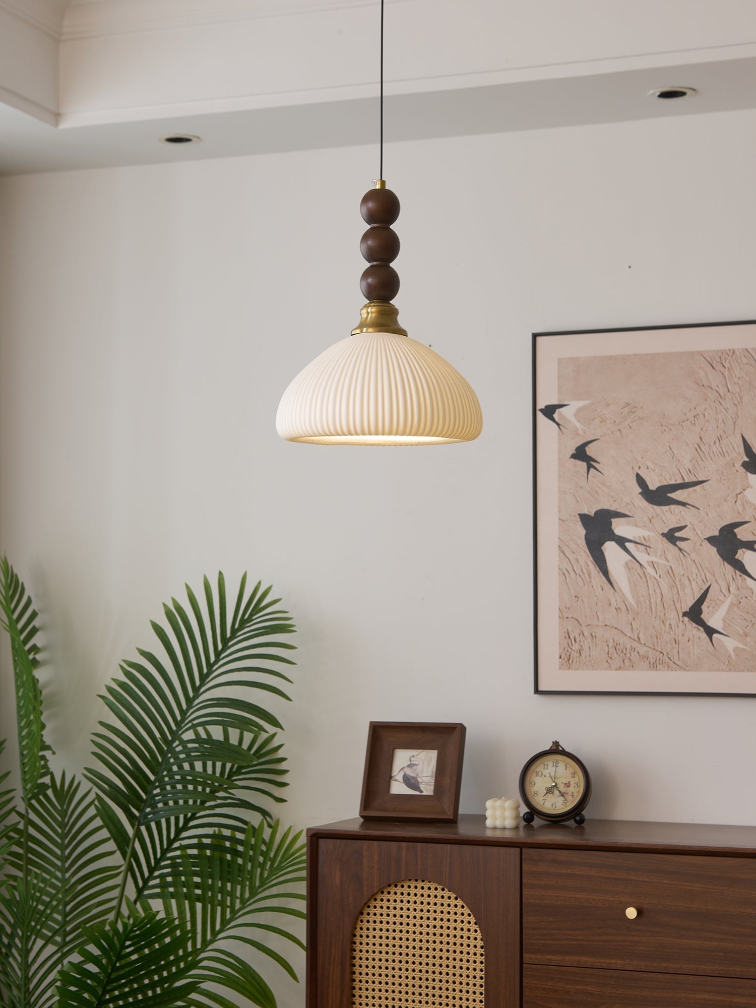 Avshaara Traditional Elegance Vintage Fabric Wood Pendant Light - Letslighting