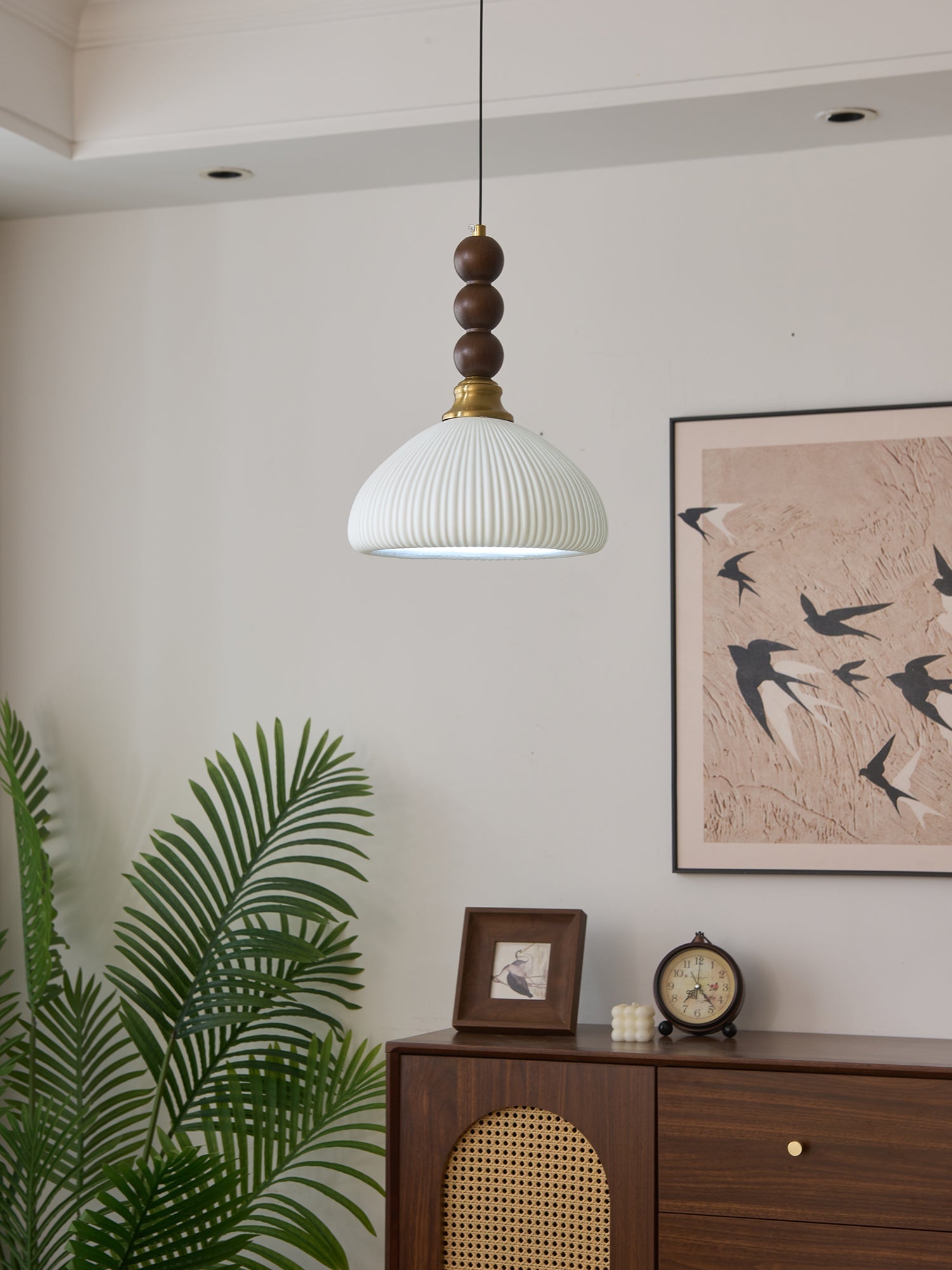 Avshaara Traditional Elegance Vintage Fabric Wood Pendant Light - Letslighting