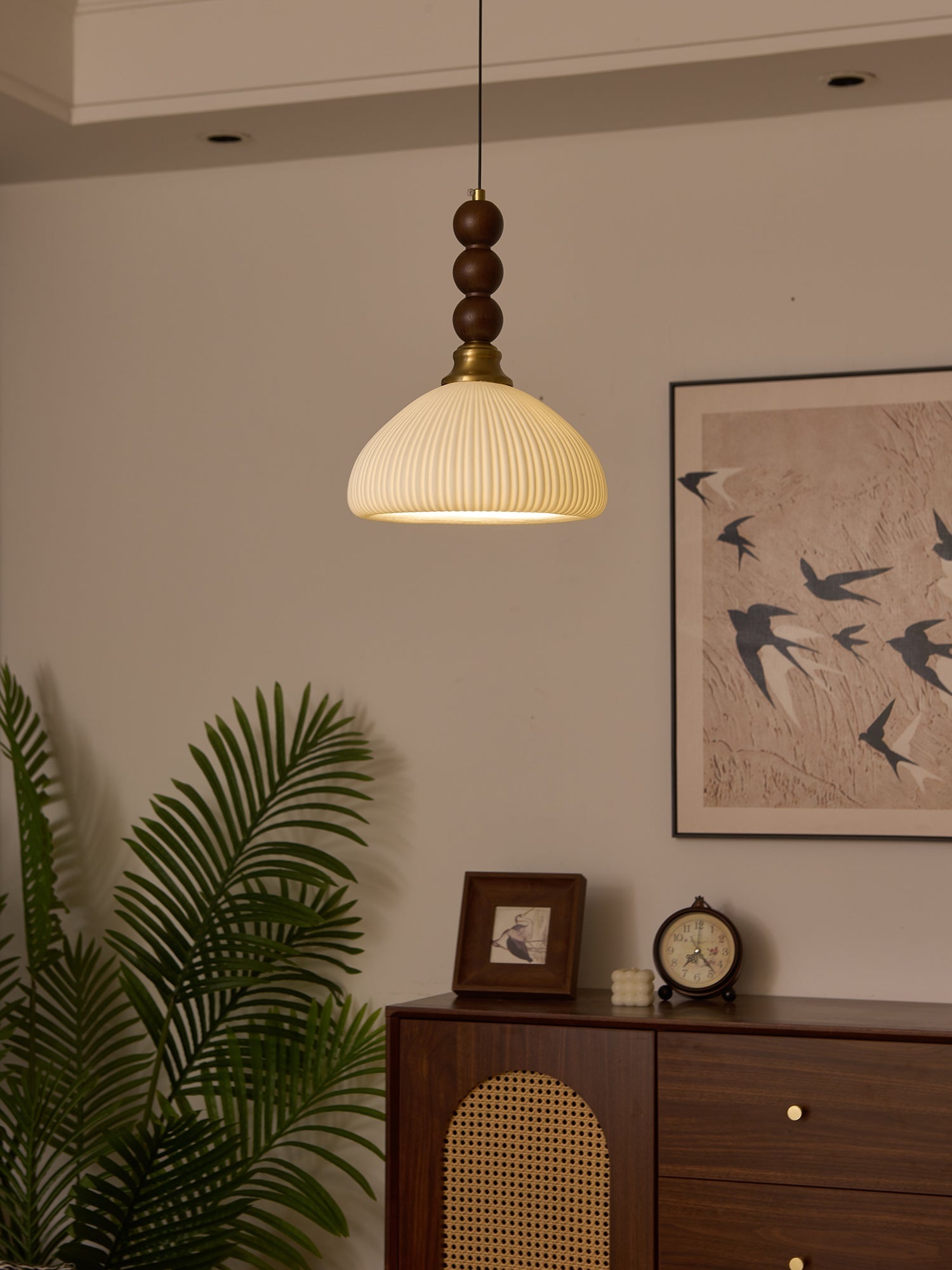 Avshaara Traditional Elegance Vintage Fabric Wood Pendant Light - Letslighting