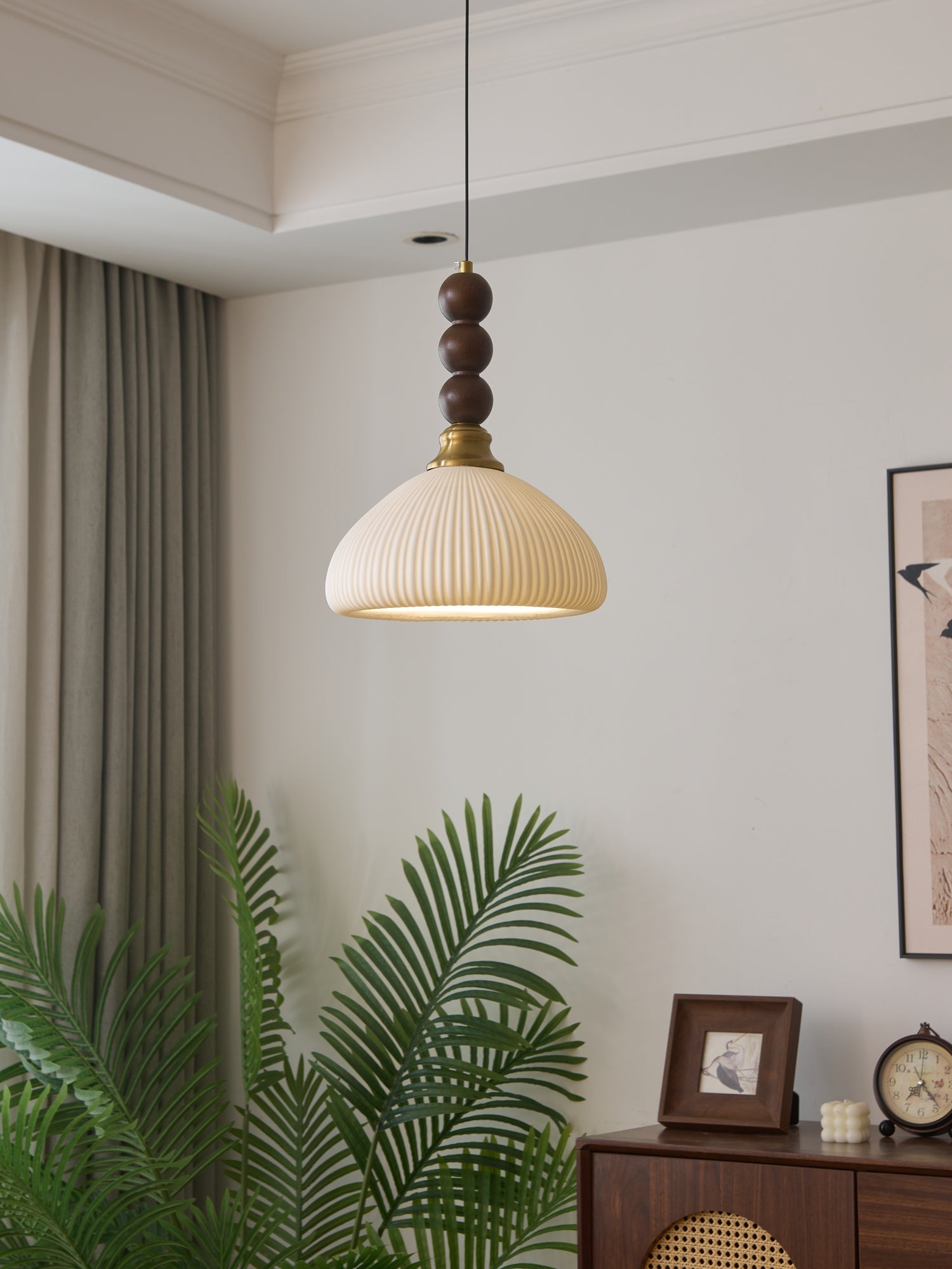 Avshaara Traditional Elegance Vintage Fabric Wood Pendant Light - Letslighting