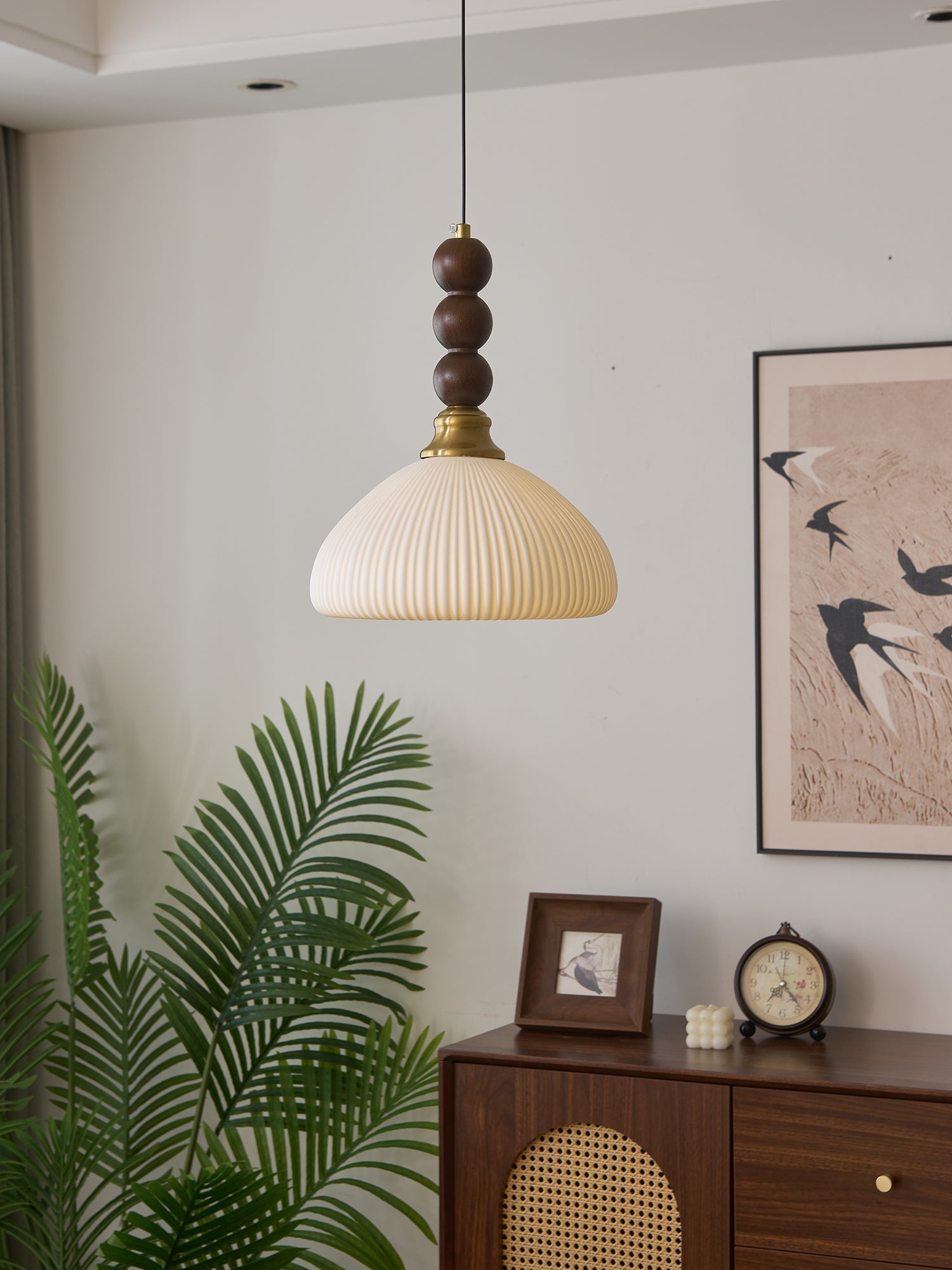 Avshaara Traditional Elegance Vintage Fabric Wood Pendant Light - Letslighting