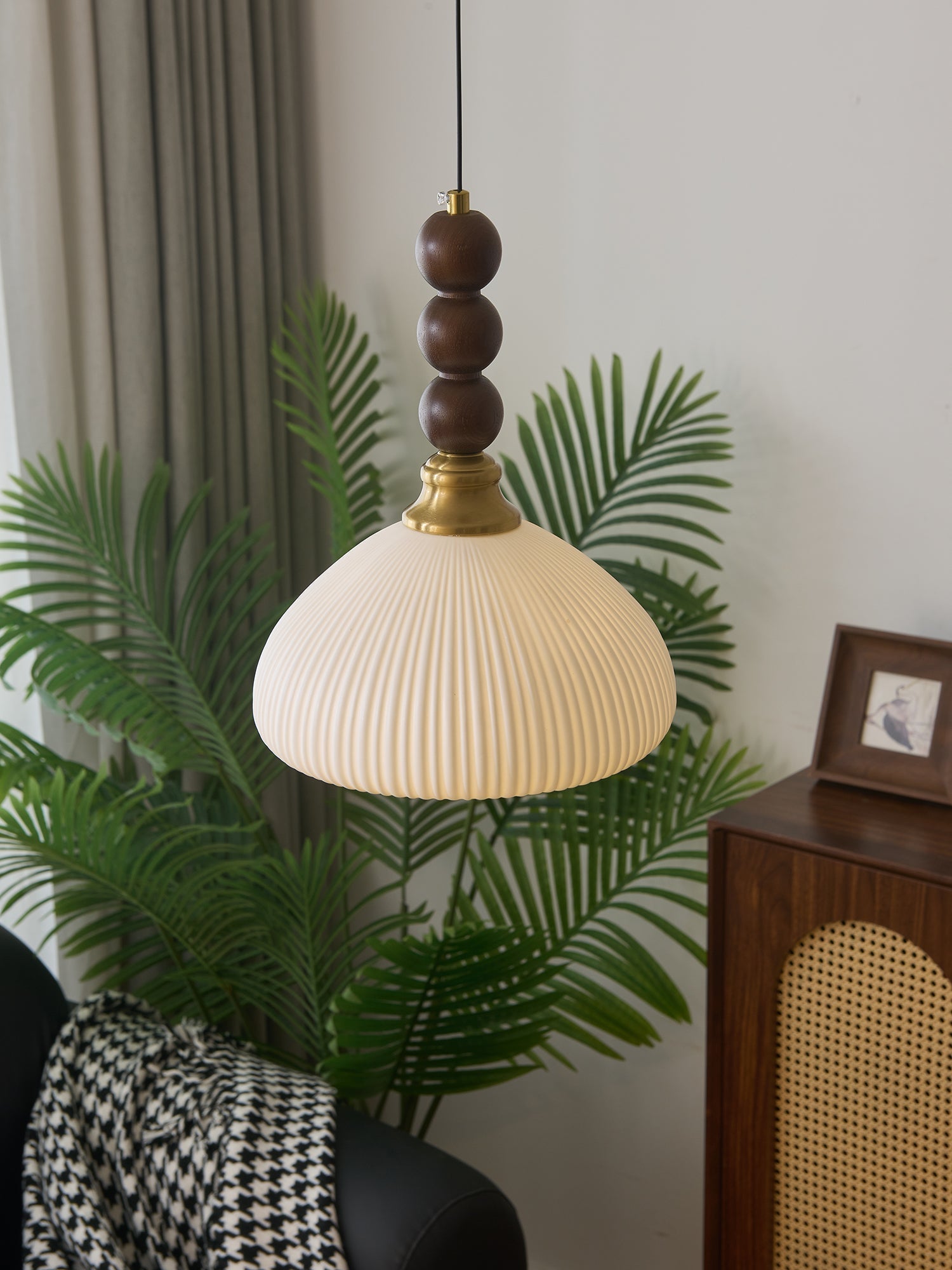Avshaara Traditional Elegance Vintage Fabric Wood Pendant Light - Letslighting