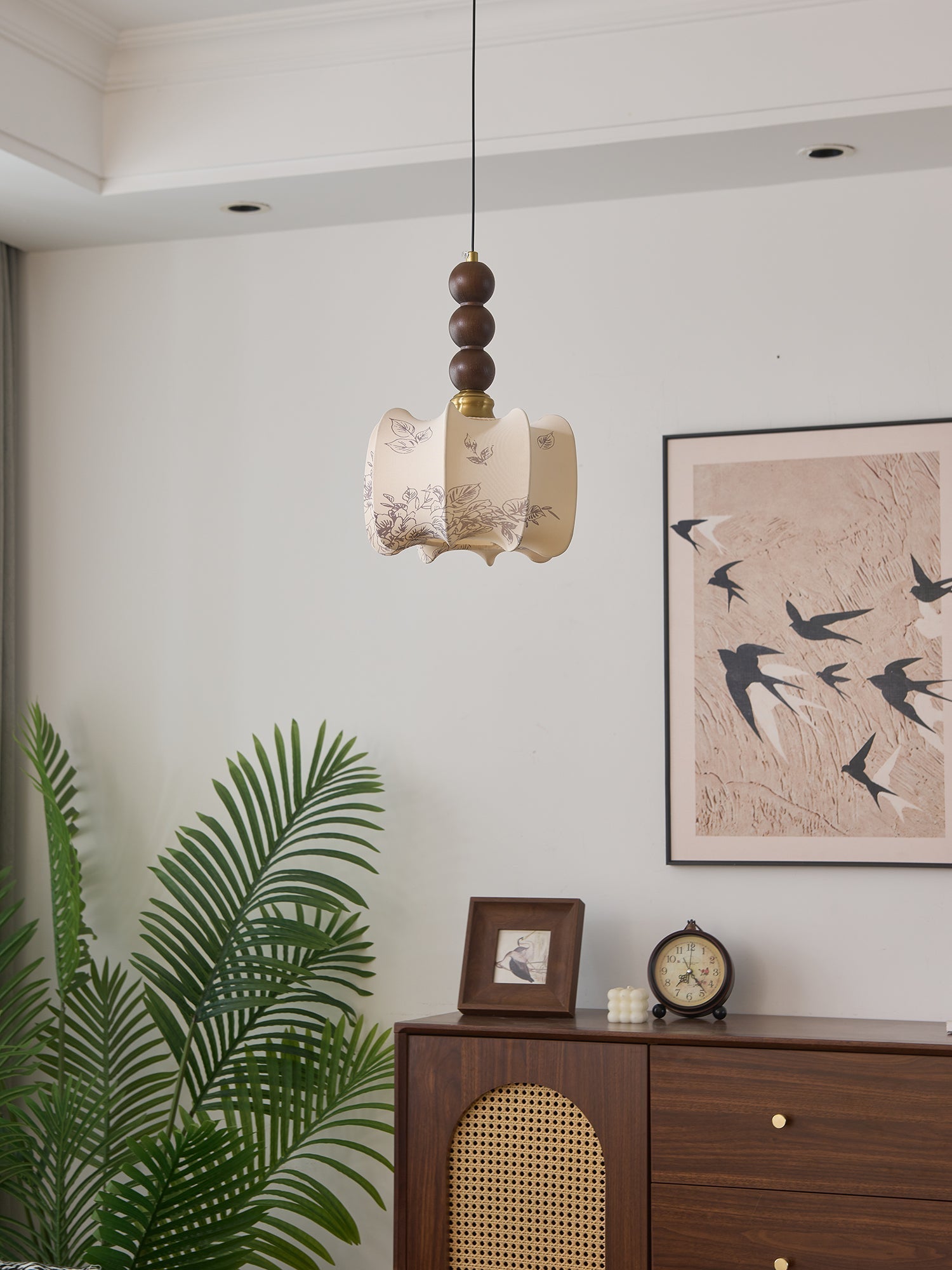 Avshaara Traditional Elegance Vintage Fabric Wood Pendant Light - Letslighting