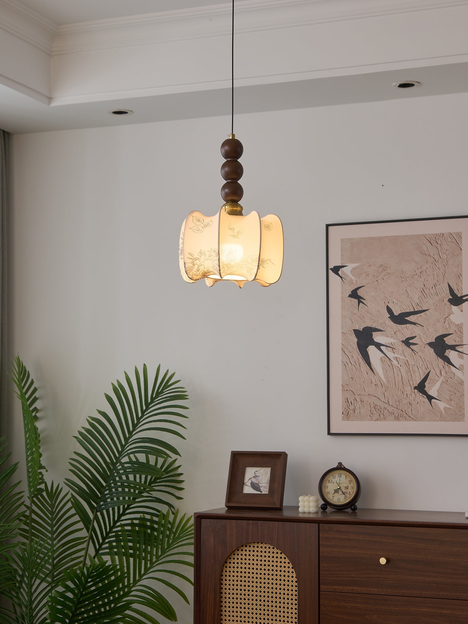 Avshaara Traditional Elegance Vintage Fabric Wood Pendant Light - Letslighting