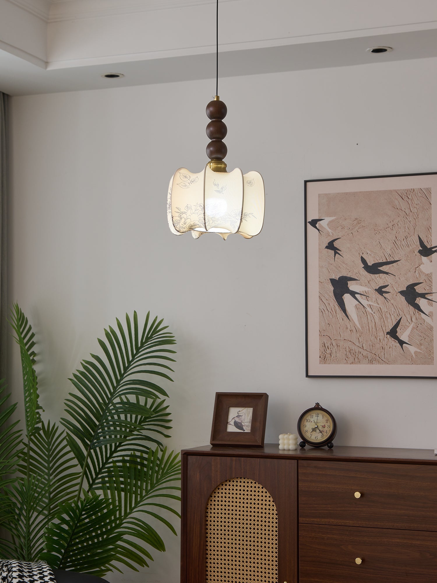 Avshaara Traditional Elegance Vintage Fabric Wood Pendant Light - Letslighting