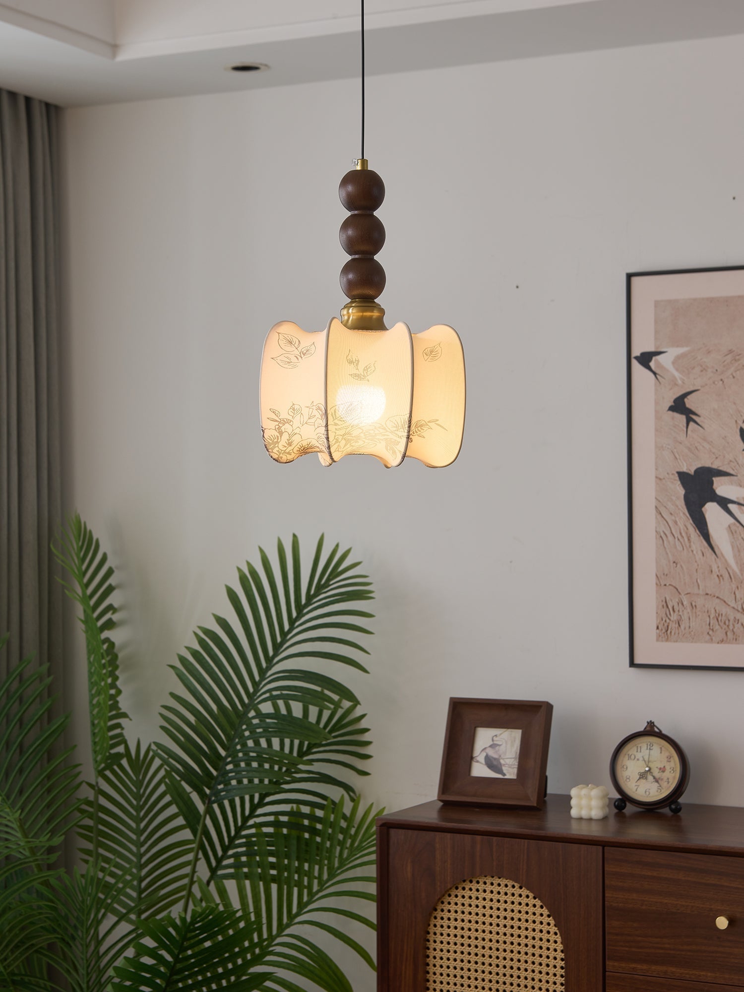 Avshaara Traditional Elegance Vintage Fabric Wood Pendant Light - Letslighting