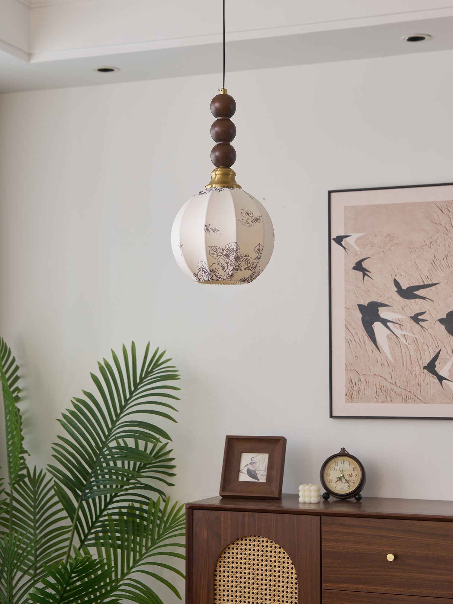 Avshaara Traditional Elegance Vintage Fabric Wood Pendant Light - Letslighting