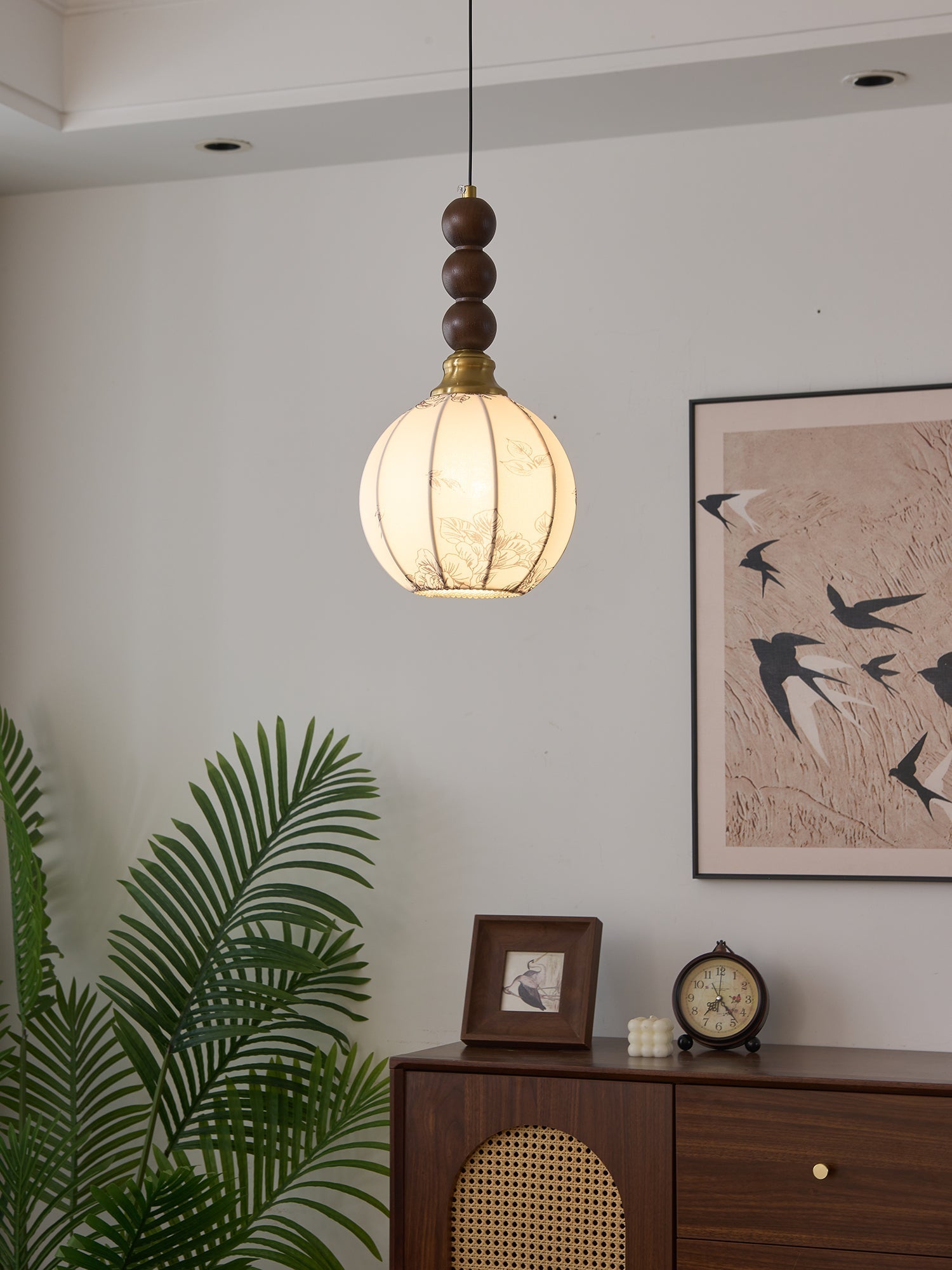 Avshaara Traditional Elegance Vintage Fabric Wood Pendant Light - Letslighting