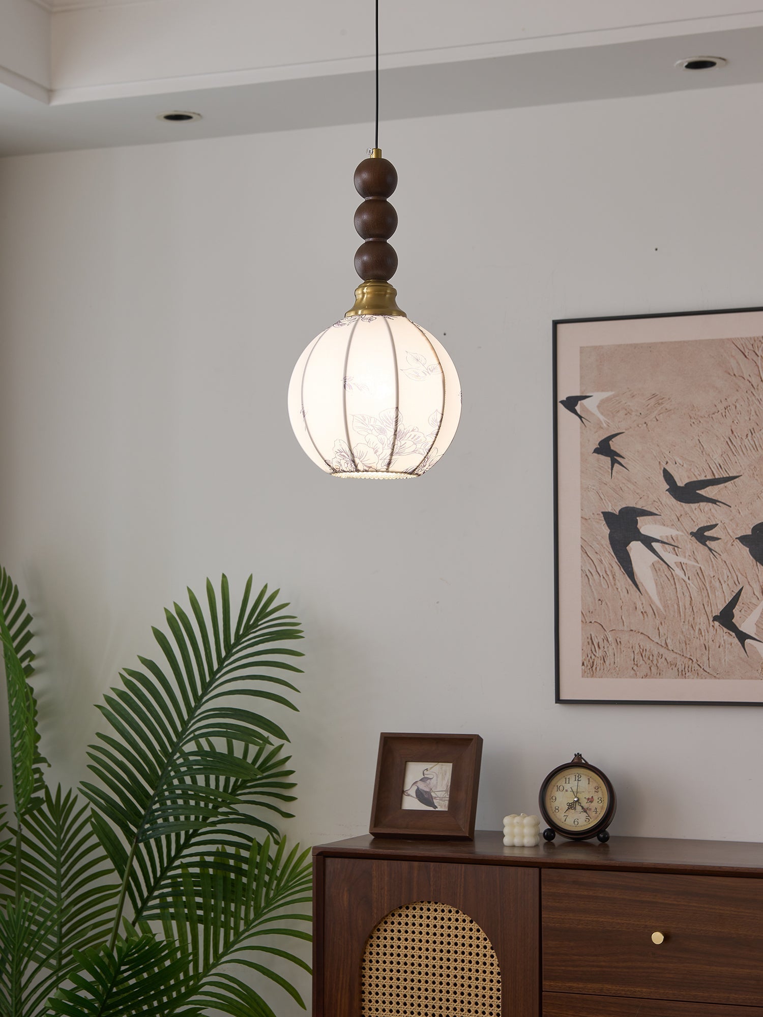 Avshaara Traditional Elegance Vintage Fabric Wood Pendant Light - Letslighting