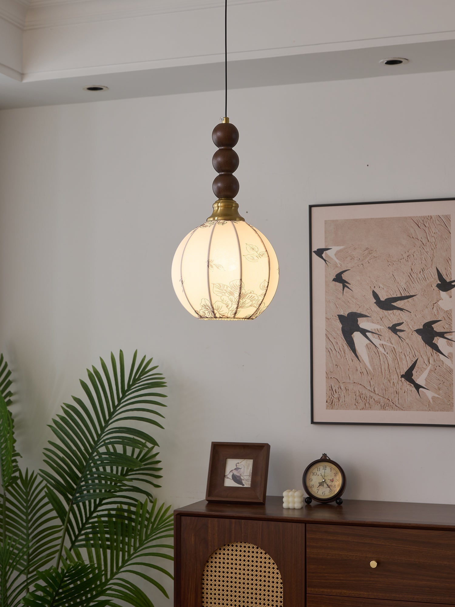 Avshaara Traditional Elegance Vintage Fabric Wood Pendant Light - Letslighting
