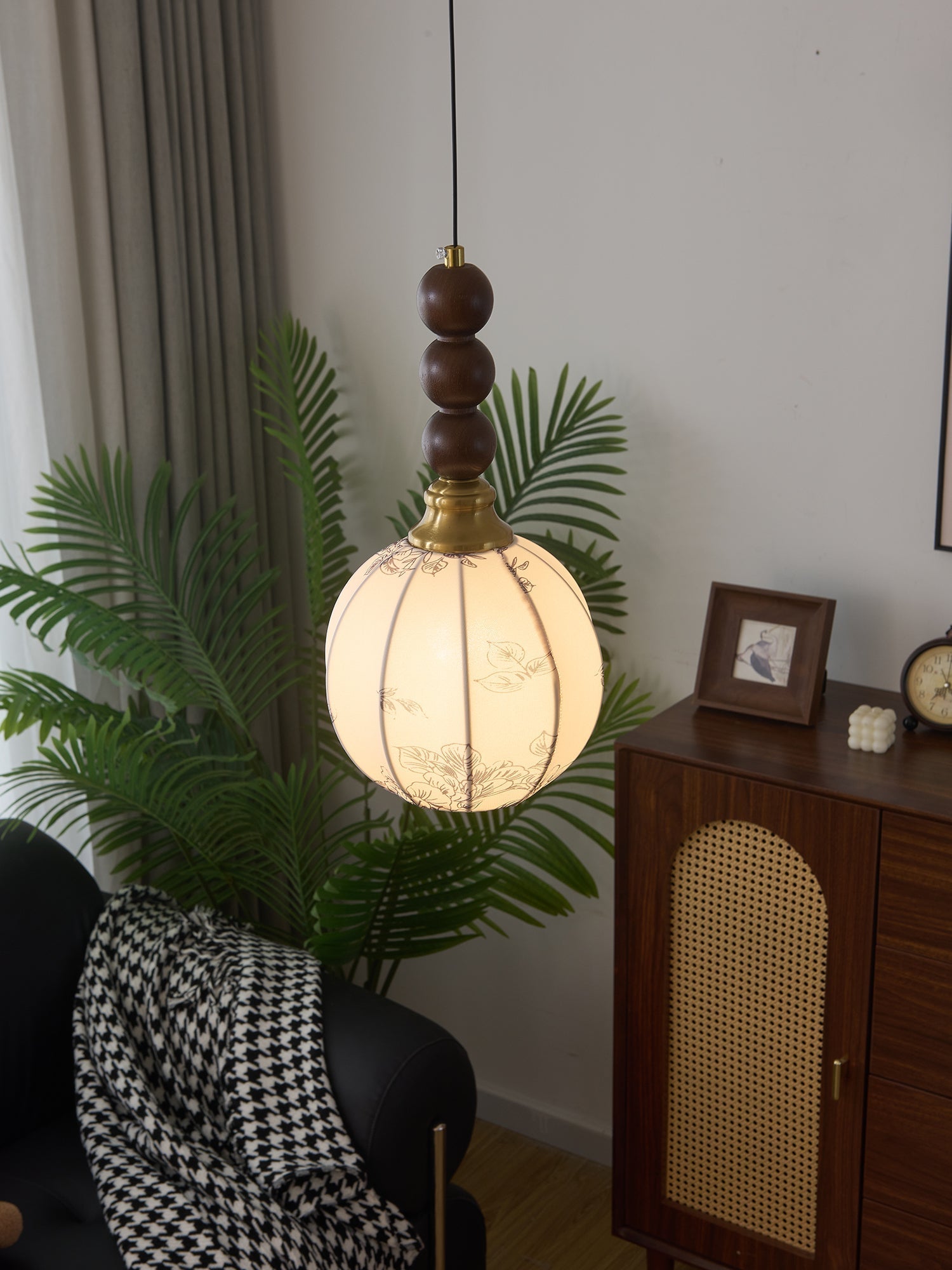 Avshaara Traditional Elegance Vintage Fabric Wood Pendant Light - Letslighting