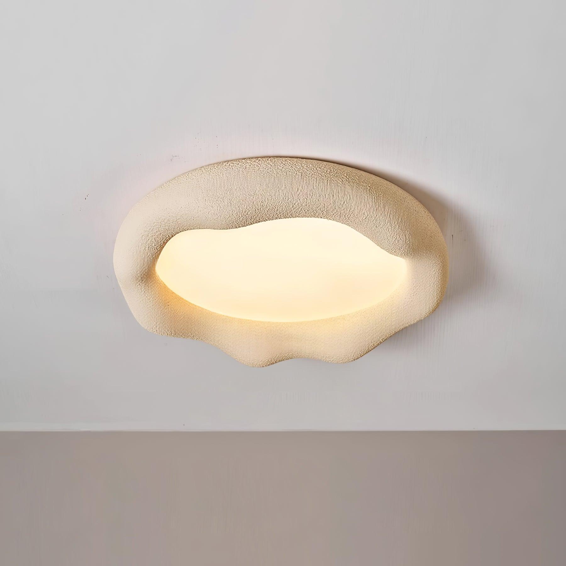 Ceiling Light Organic Resin and Fiberglass Fixture in Beige - Letslighting