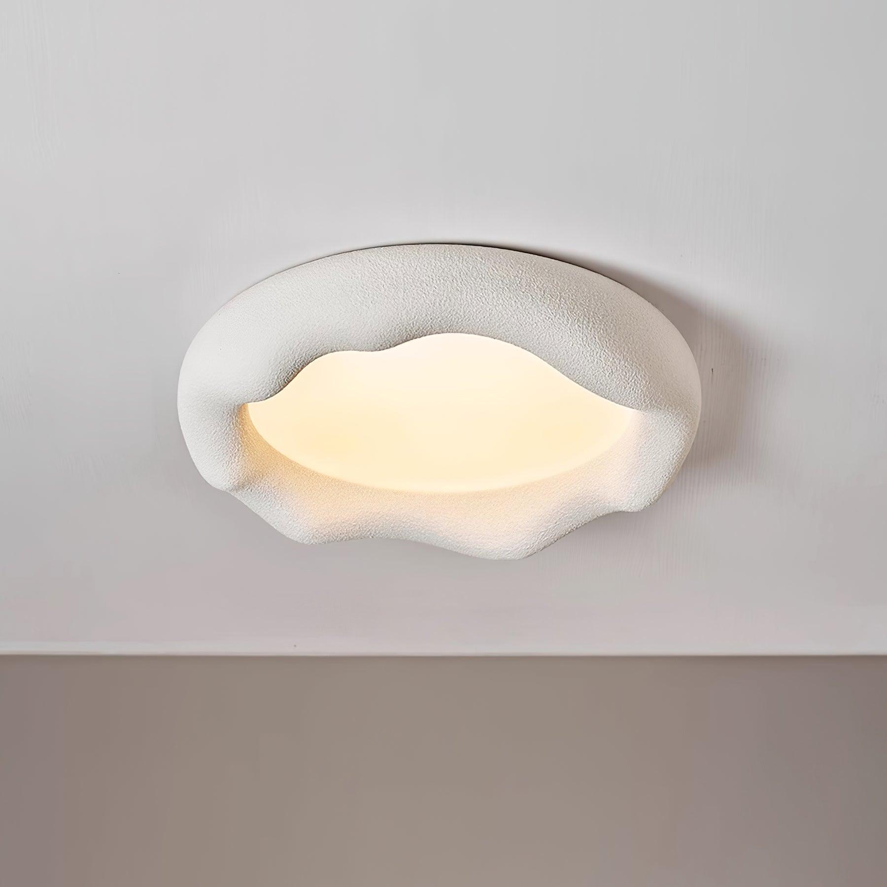 Ceiling Light Organic Resin and Fiberglass Fixture in Beige - Letslighting