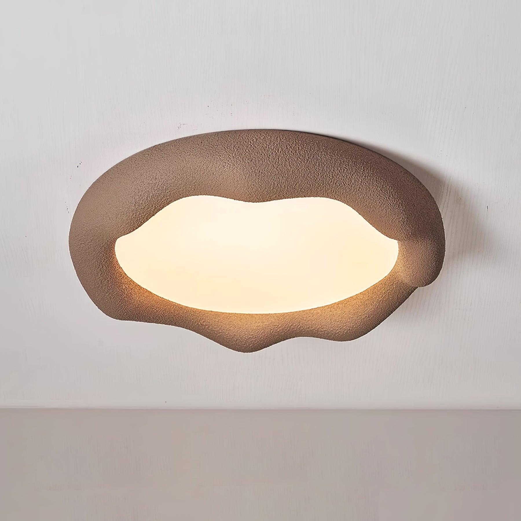 Ceiling Light Organic Resin and Fiberglass Fixture in Beige - Letslighting