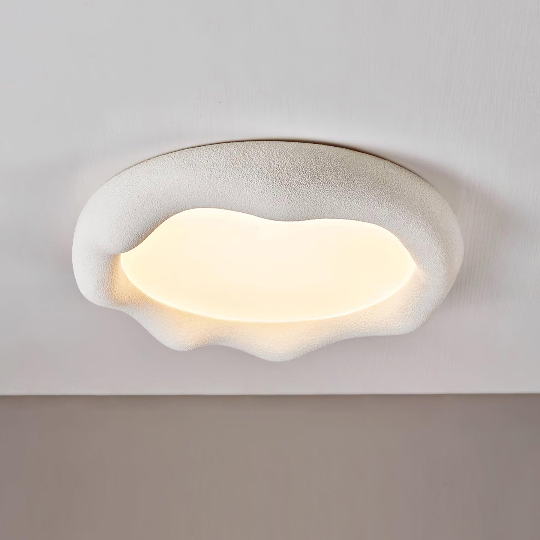 Ceiling Light Organic Resin and Fiberglass Fixture in Beige - Letslighting