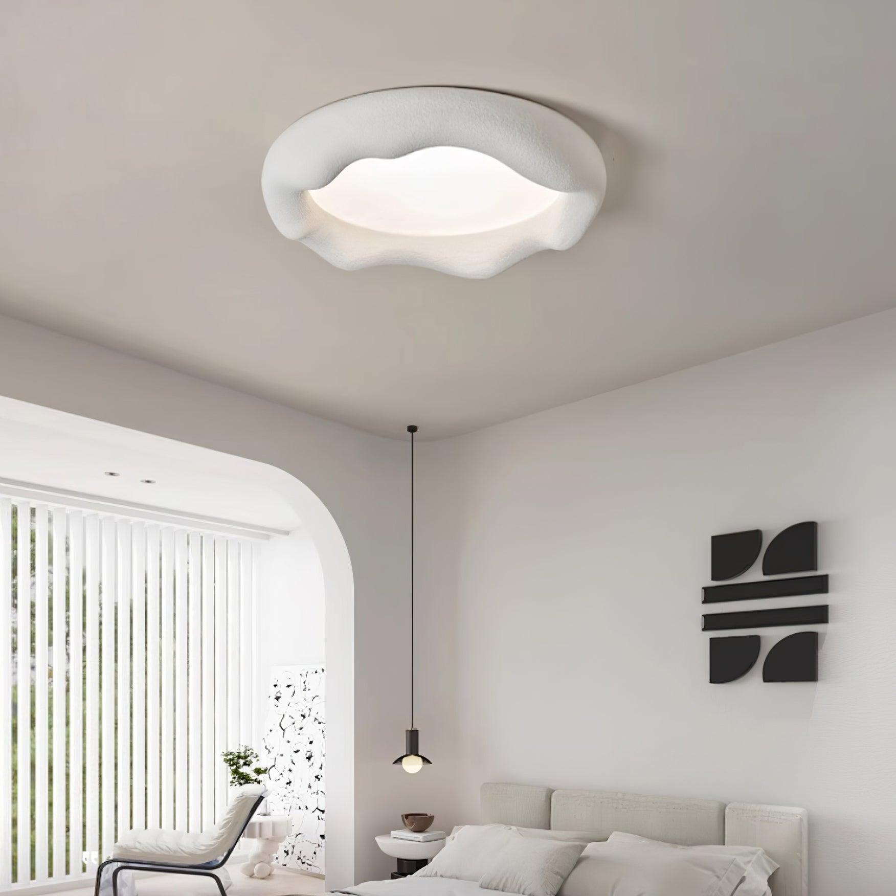 Ceiling Light Organic Resin and Fiberglass Fixture in Beige - Letslighting