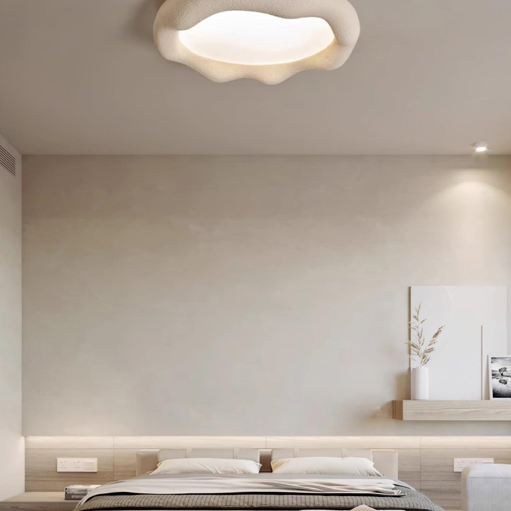 Ceiling Light Organic Resin and Fiberglass Fixture in Beige - Letslighting