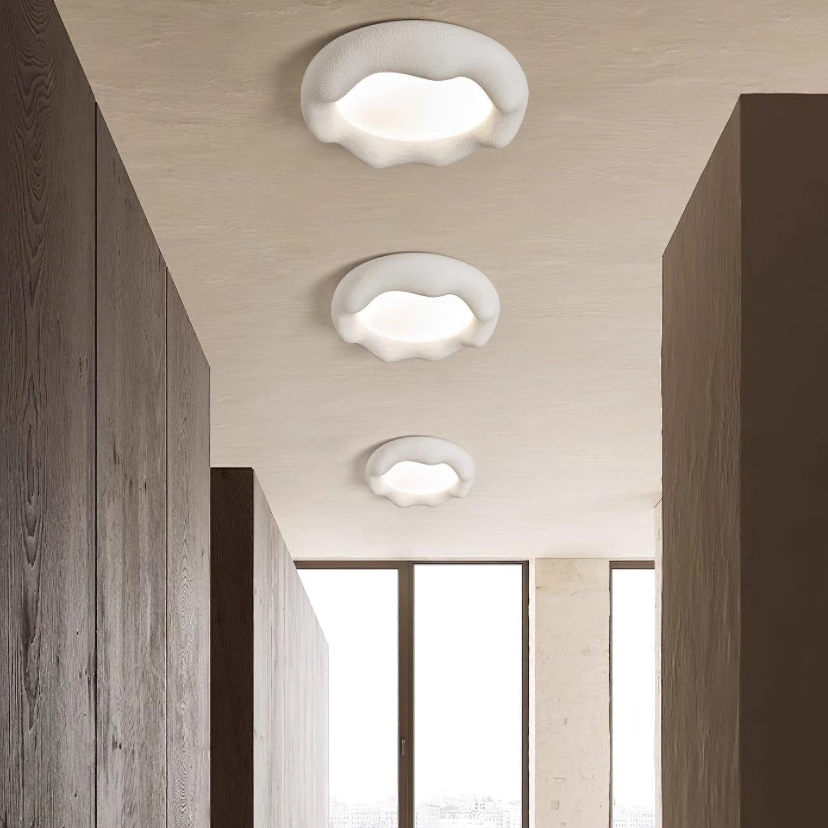 Ceiling Light Organic Resin and Fiberglass Fixture in Beige - Letslighting