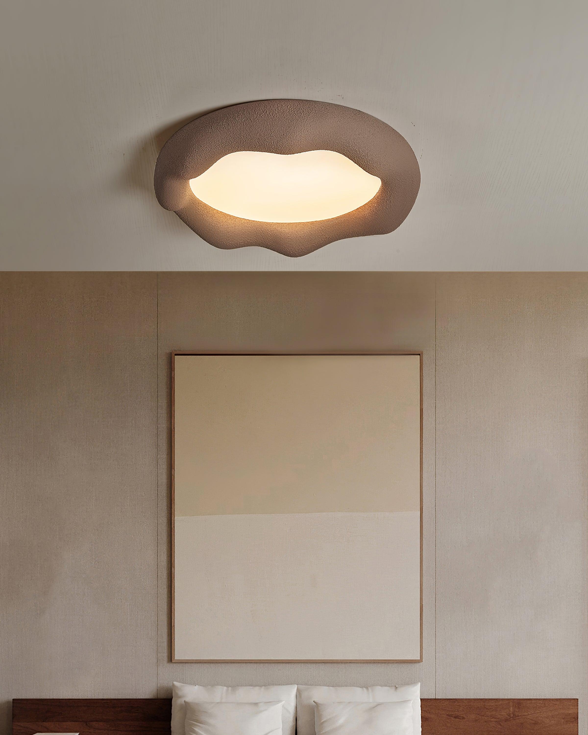 Ceiling Light Organic Resin and Fiberglass Fixture in Beige - Letslighting