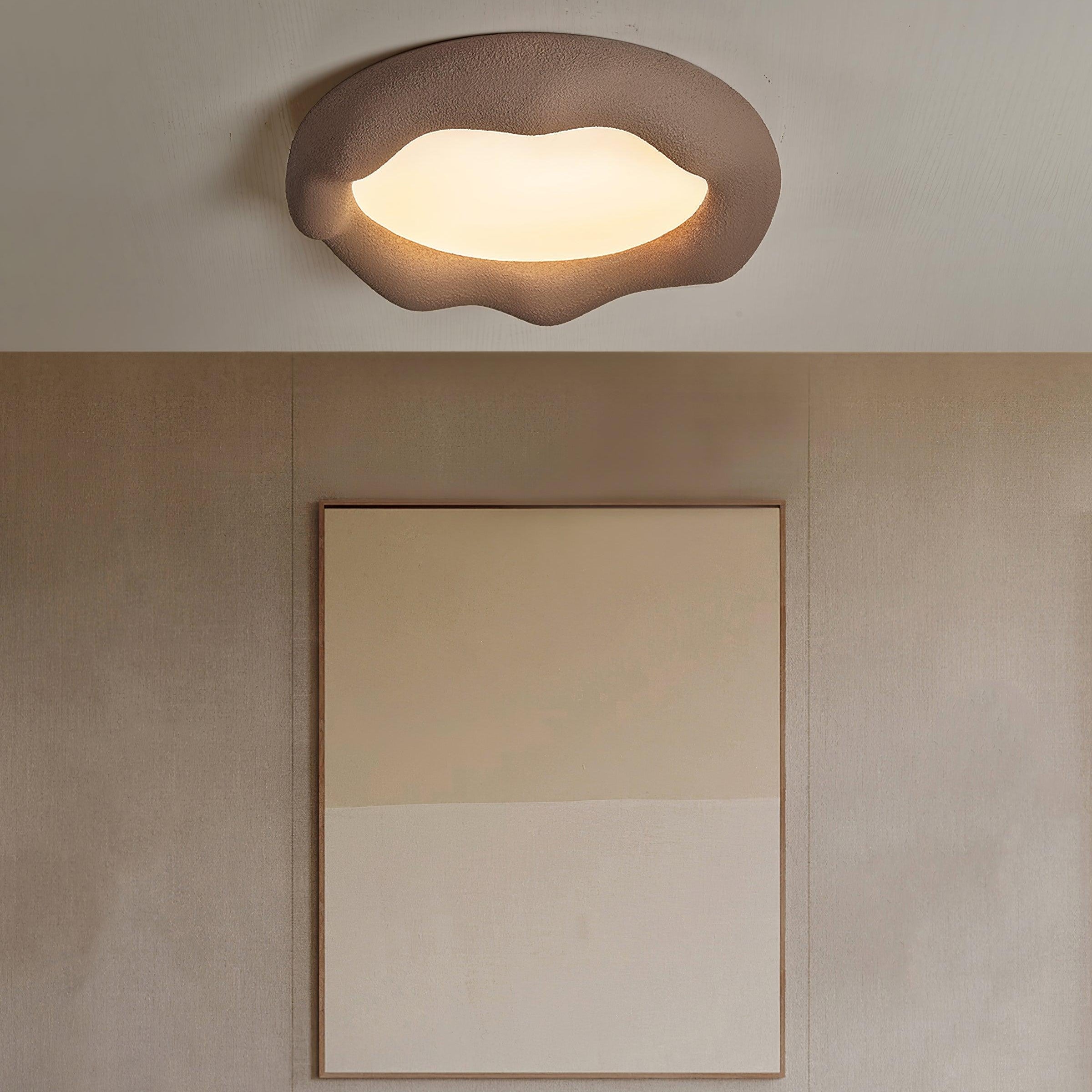 Ceiling Light Organic Resin and Fiberglass Fixture in Beige - Letslighting