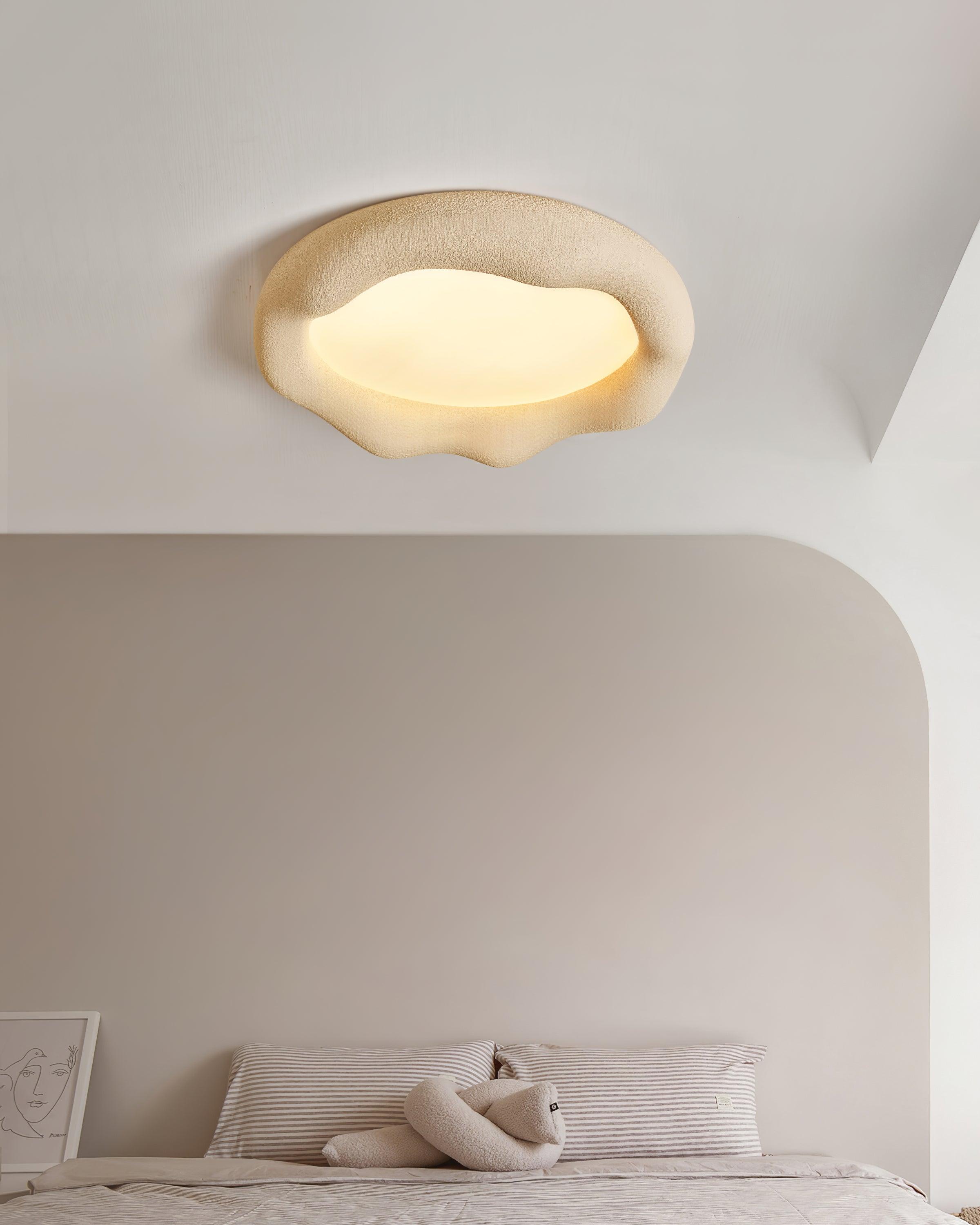 Ceiling Light Organic Resin and Fiberglass Fixture in Beige - Letslighting