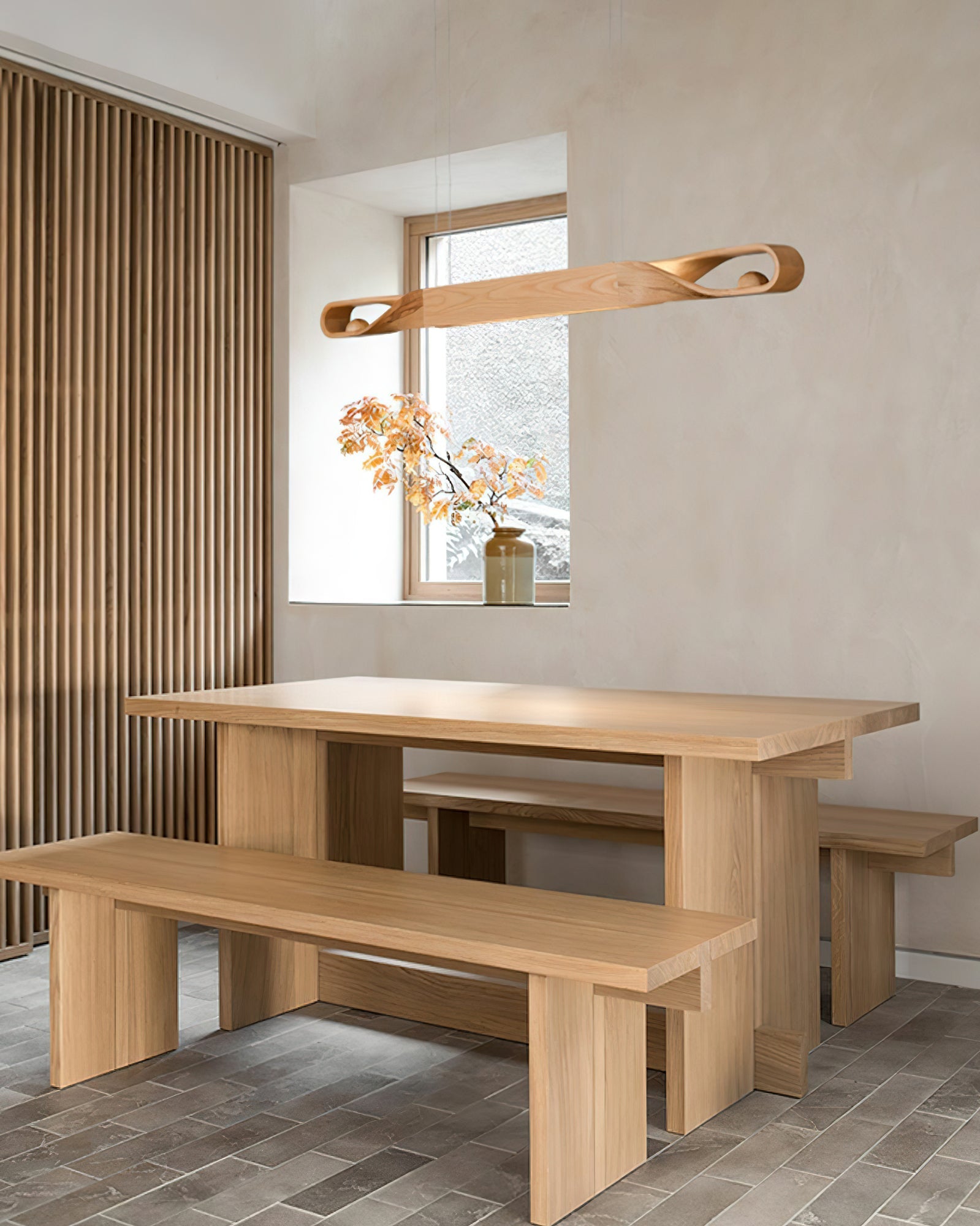 Lustra Pendant Lamp Wood Curved Minimalist - Letslighting