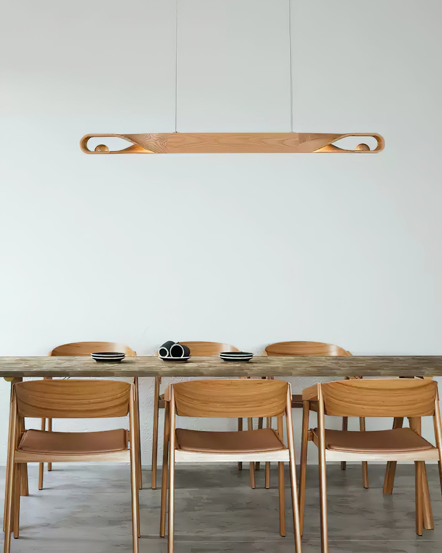 Lustra Pendant Lamp Wood Curved Minimalist - Letslighting