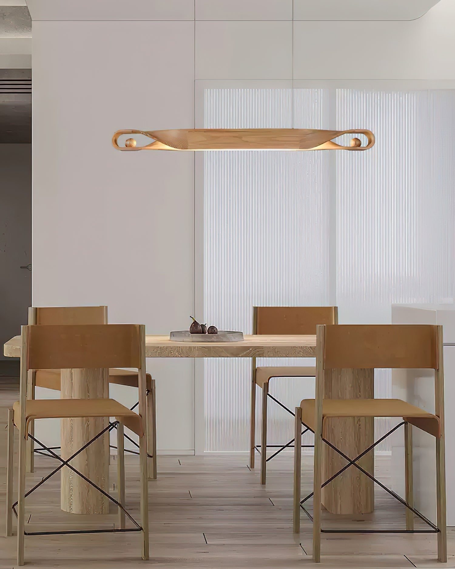 Lustra Pendant Lamp Wood Curved Minimalist - Letslighting