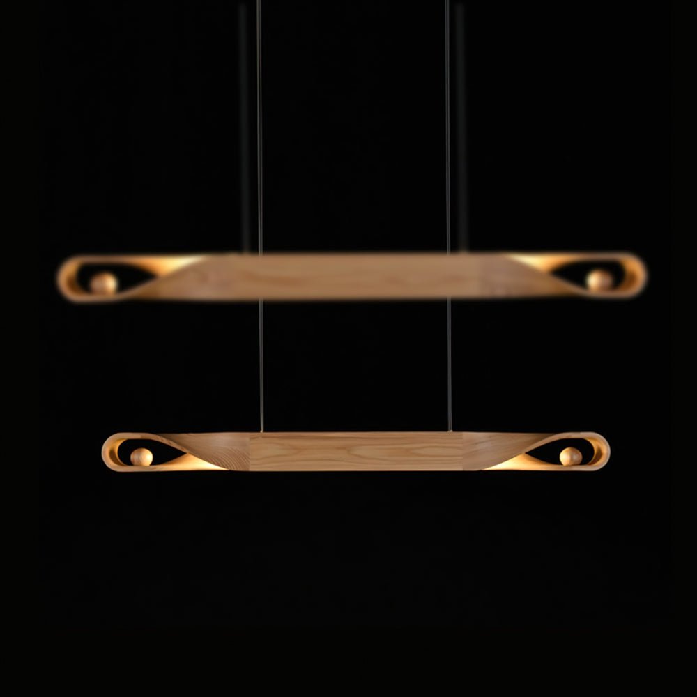 Lustra Pendant Lamp Wood Curved Minimalist - Letslighting