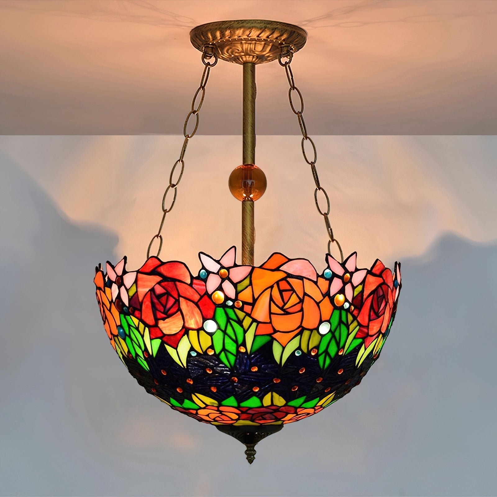 Chandelier Tiffany Bowl-shaped Rose gypsum